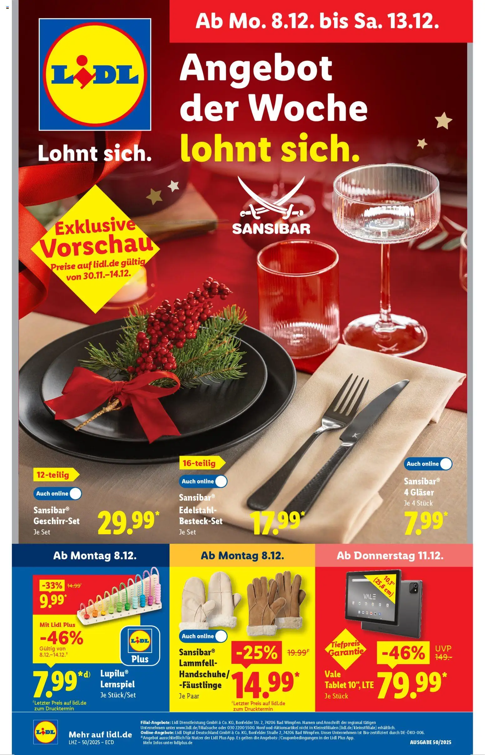 Lidl - Prospekt – gültig ab 08.12.2025 | Seite: 1 | Produkte: Bad, Tablet