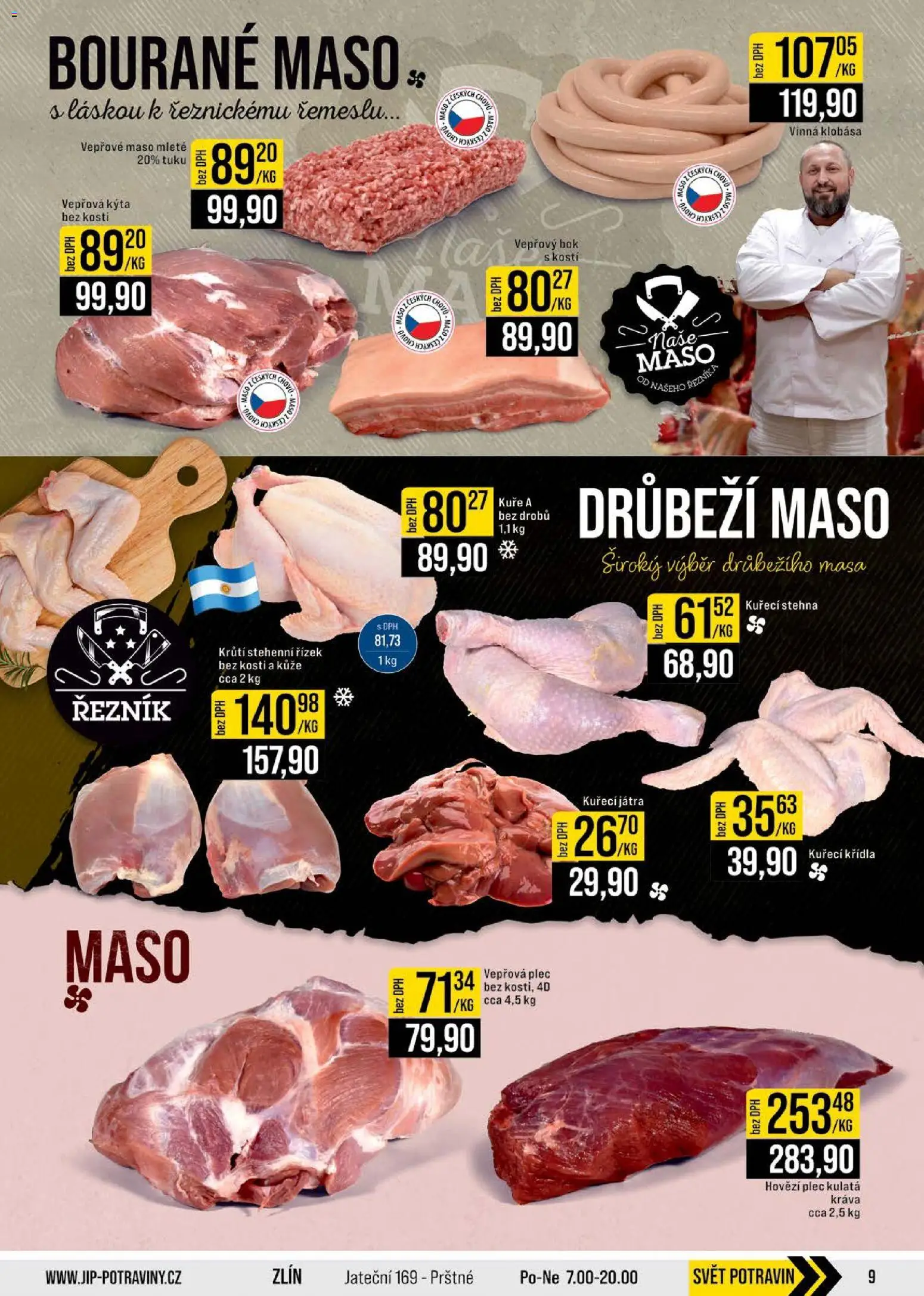 Jip leták - Cash & Carry od 17.12.2025 | Strana: 9 | Produkty: Hovězí, Vepřové maso, Klobása, Maso