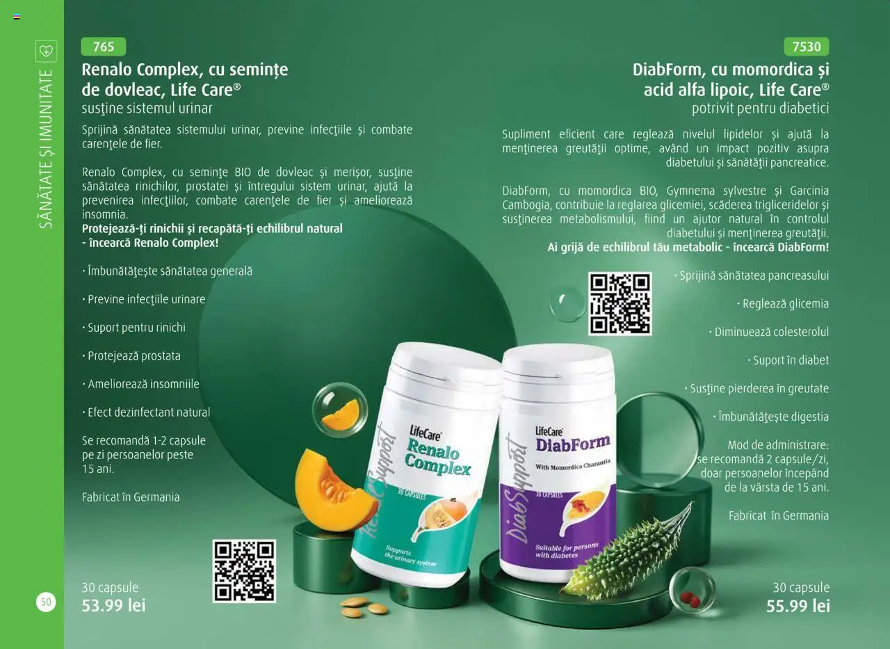 Noul catalog Life Care – valabil de la 01.10.2025 | Pagină: 52 | Produse: Şerit ödül, Dovleac, Semințe, Pește