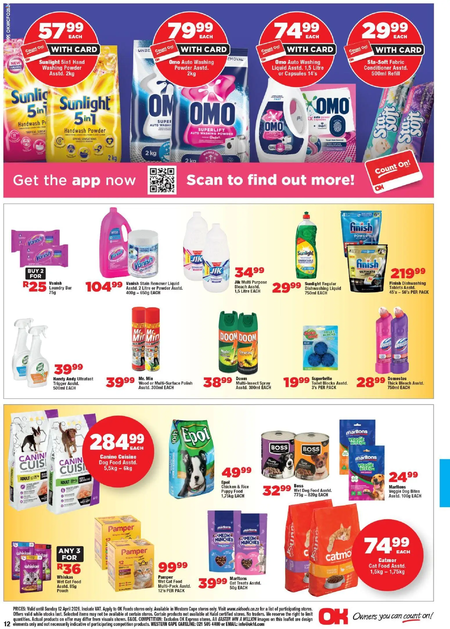 New OK Foods catalogue – valid from 25.03.2026 | Page: 12 | Products: Toilet, Powder, Stain remover, Dishwashing liquid