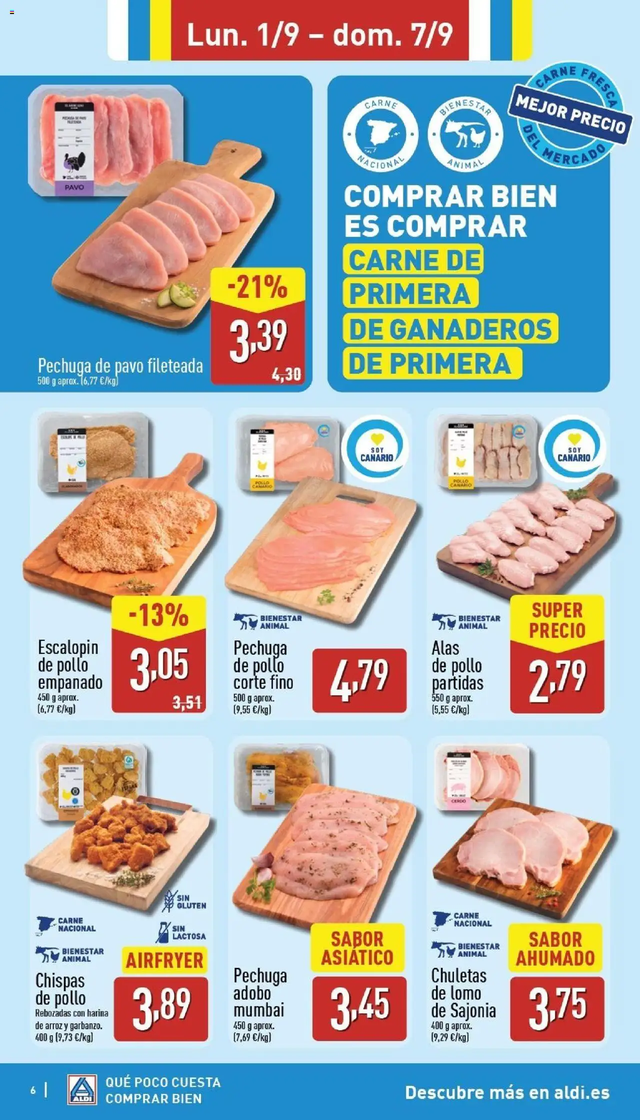 Aldi folleto Canarias │ válido desde el 01.09.2025 | Página: 6 | Productos: Cerdo, Arroz, Nuggets