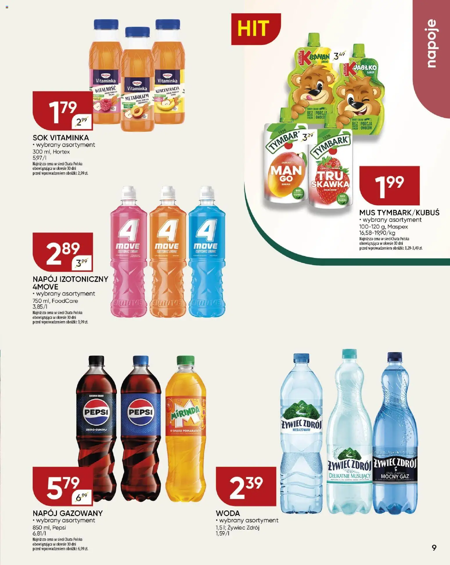 Chata Polska Gazetka od 15.01.2026 | Strona: 9 | Produkty: Curry, Napoje, Pepsi, Sok