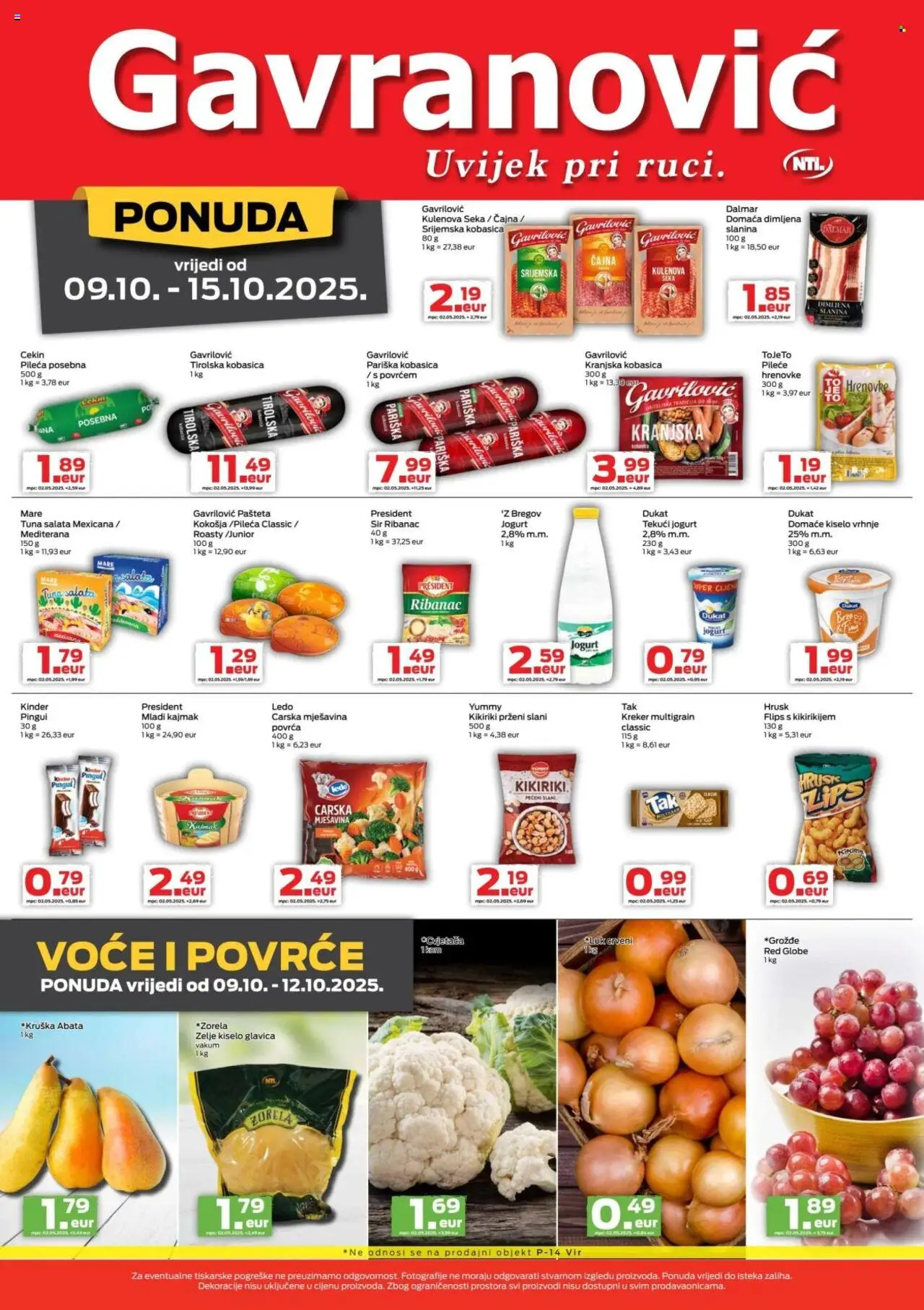 Gavranović katalog | vrijedi od 09.10.2025 | Stranica: 2 | Proizvodi: Flips, Slanina, Ledo, Povrće