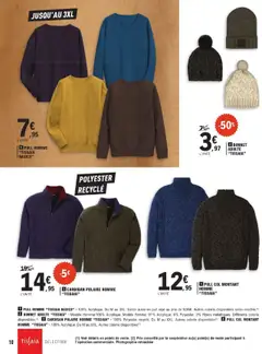 E.Leclerc - Prévisualisation de CARDIGAN POLAIRE HOMME "TISSAIA", 100% Polyester recyclé. Du M au XXL. Autres coloris disponibles valide à partir de 14.10.2025 | Page: 10 | Produits: Cardigan, Bonnet, Pull