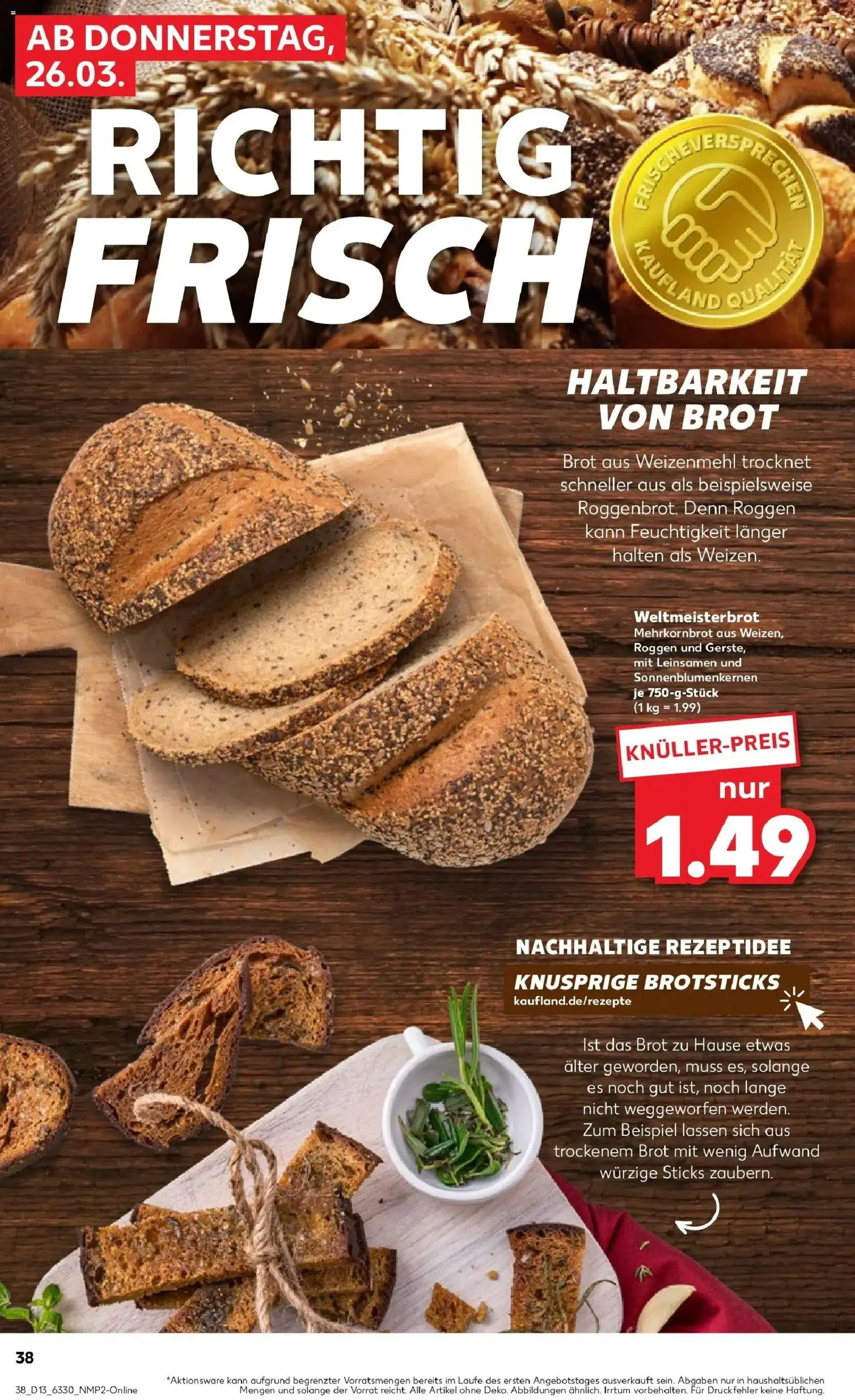 Kaufland Prospekt Peine	 – gültig ab 26.03.2026 | Seite: 38 | Produkte: Weizenmehl, Brot