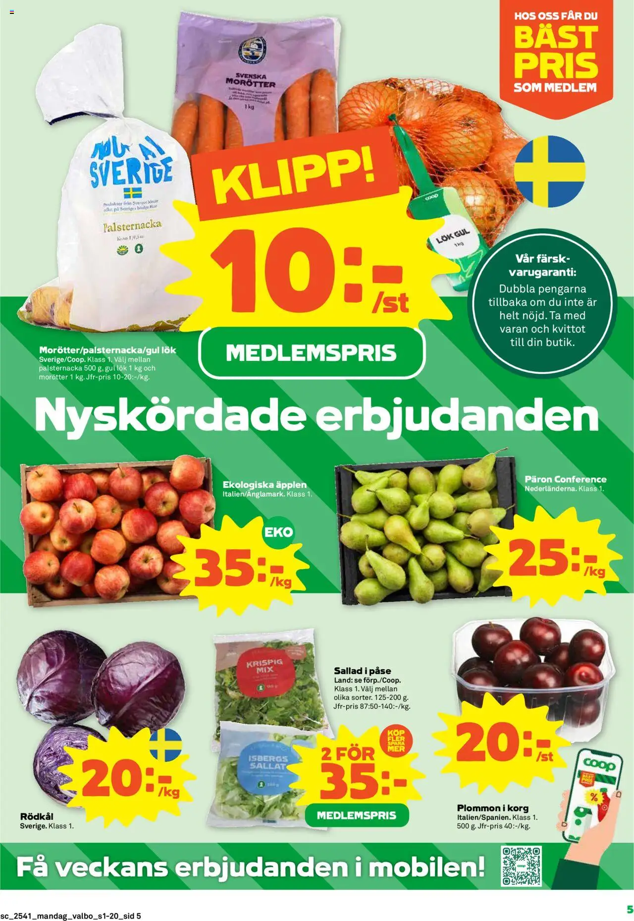 Coop Forum reklamblad aktuell från 06.10.2025 | Sida: 5 | Produkter: Plommon, Gul lök, Äpplen, Rödkål