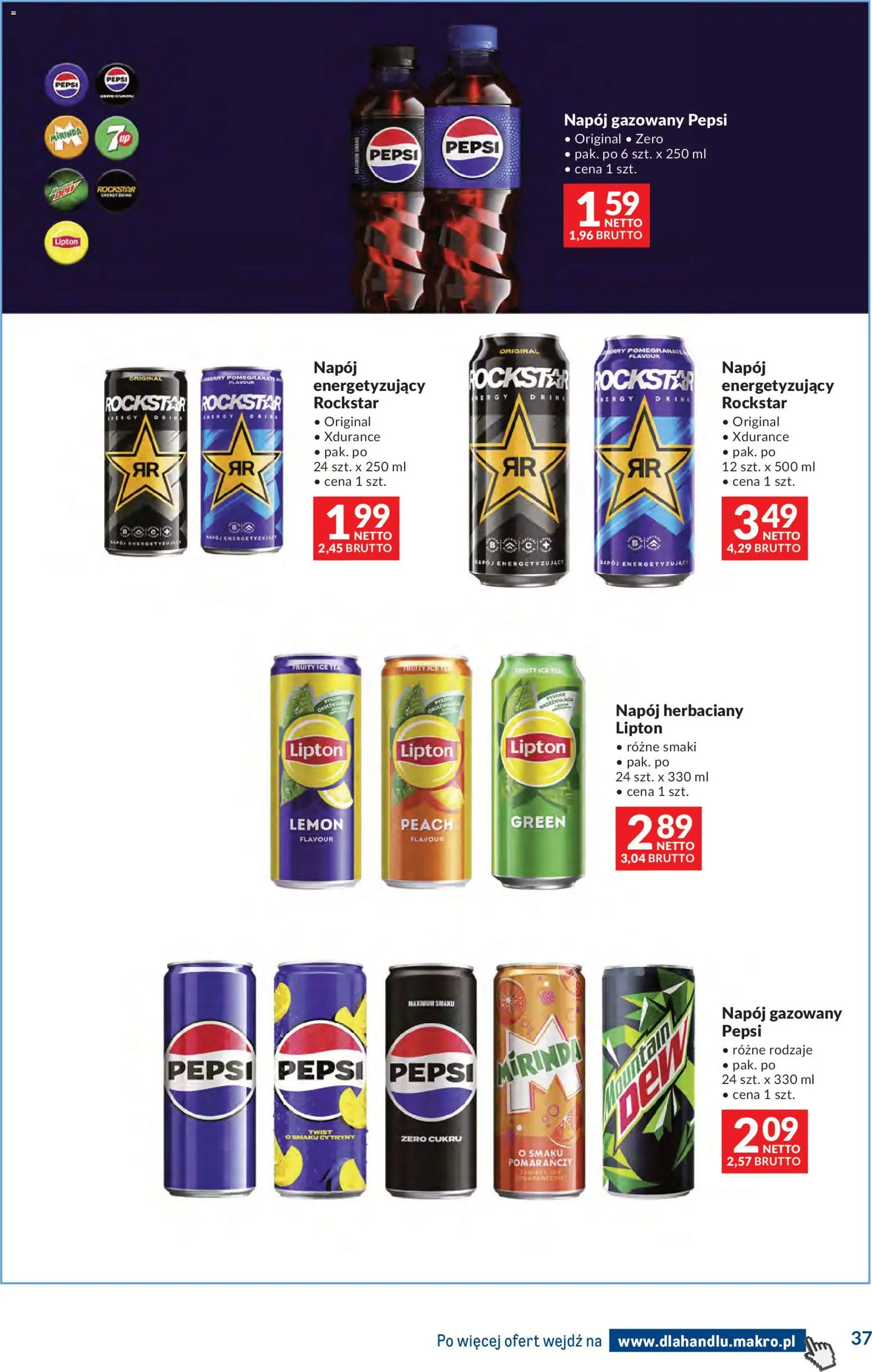 Makro Gazetka - Dystrybucja do sklepów od 11.11.2025 | Strona: 37 | Produkty: Ice Tea, Pepsi