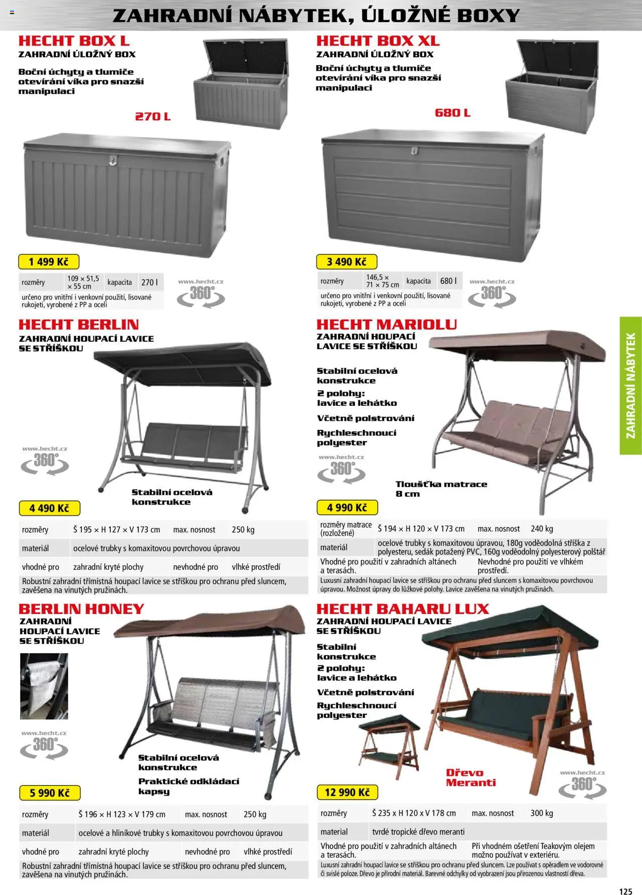 Hecht katalog - Jaro-léto 2025 od 22.04.2025 | Strana: 125 | Produkty: Zahradní úložný box, Box, Hecht, Lehátko