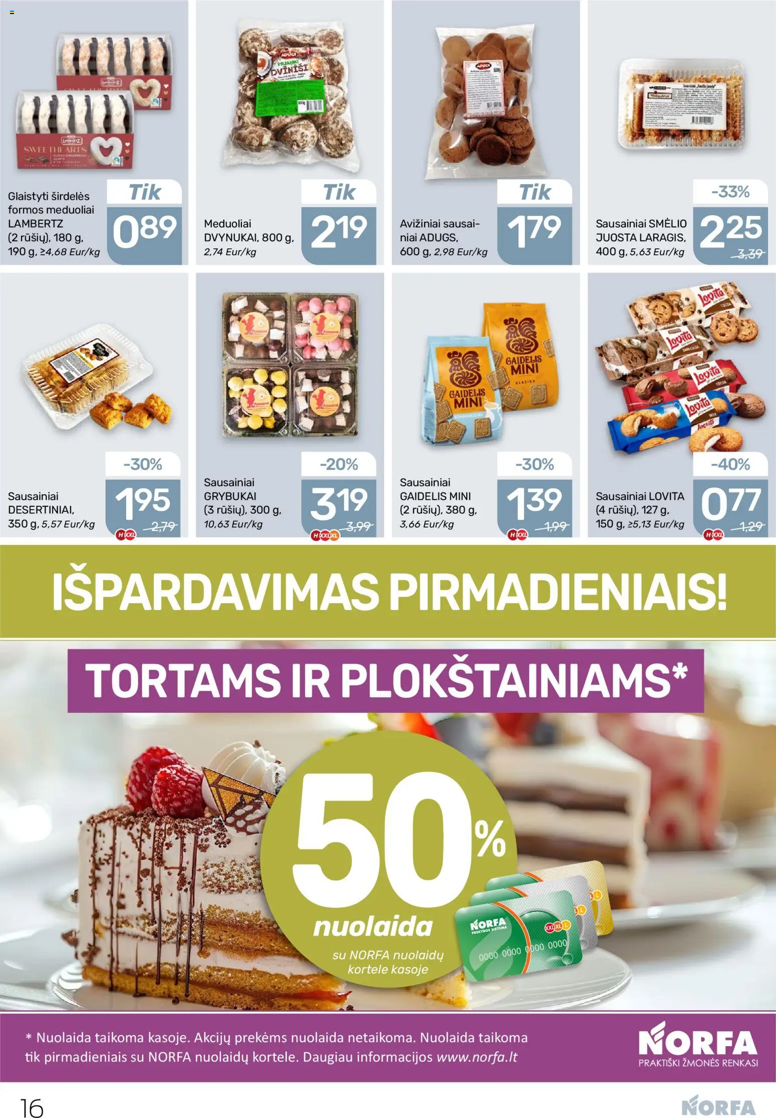 NORFA akcijos nuo 05.03.2026 | Puslapis: 16 | Prekių: Sausainiai