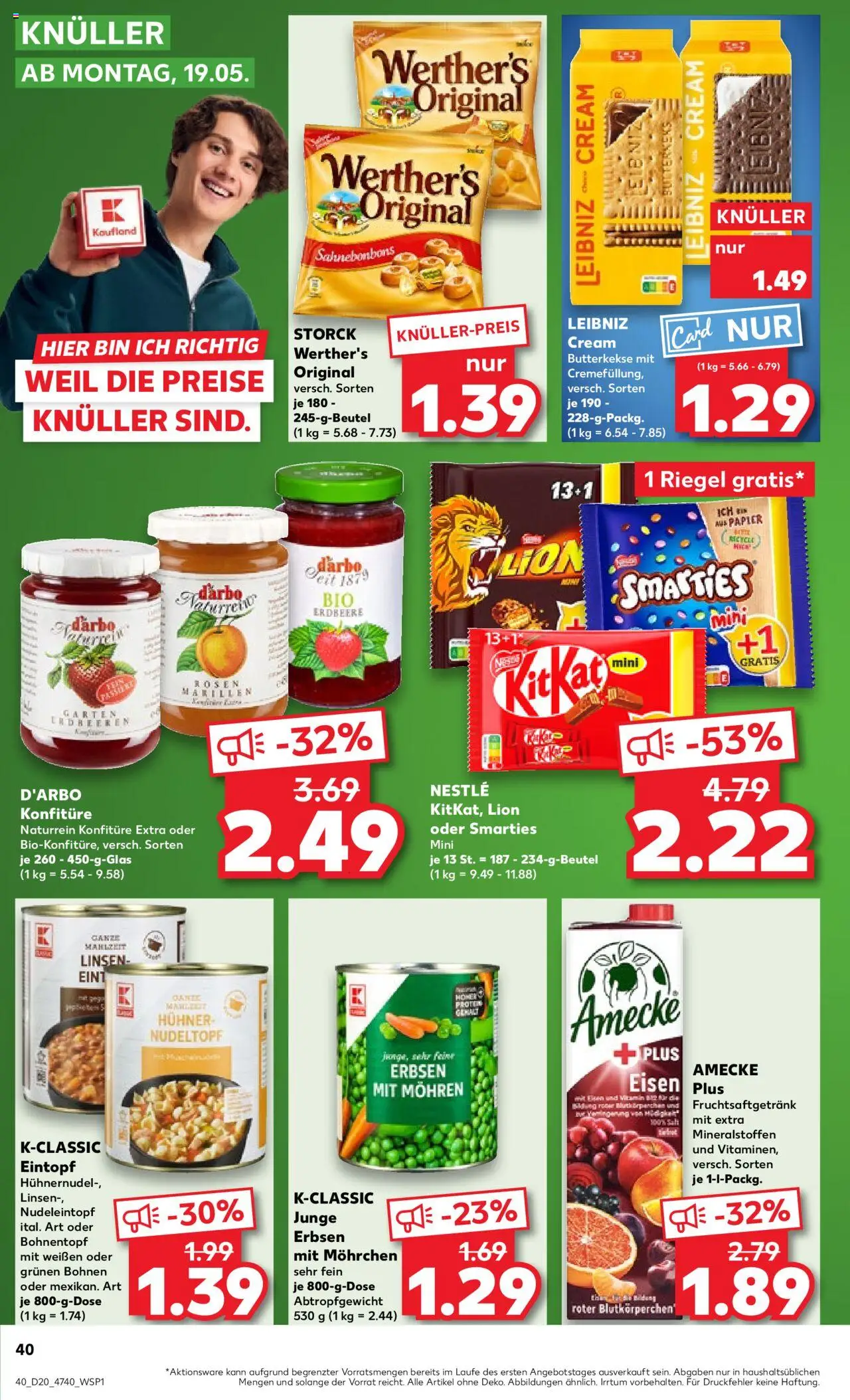 Kaufland - Hannover, Bornumer Straße 141 - gültig ab dem 15.05.2025 | Seite: 40 | Produkte: Smarties, Butterkekse, Erdbeeren, Erbsen