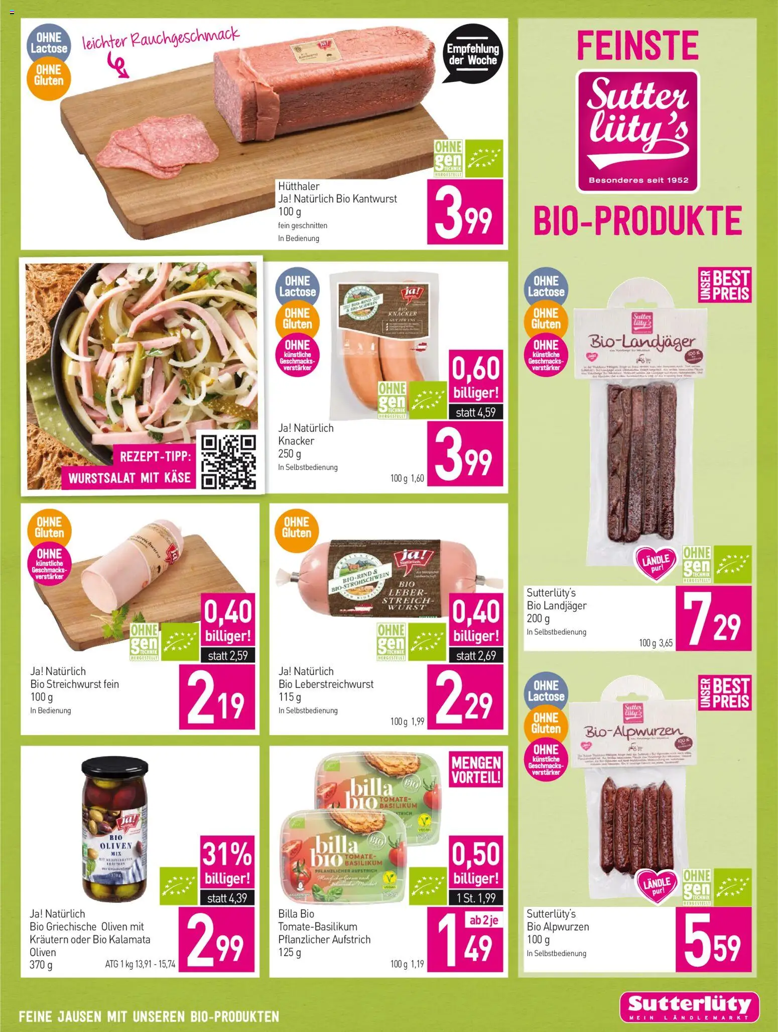 Sutterlüty Flugblatt gültig ab 29.01.2026 | Seite: 11 | Produkte: Wurst, Szeder, Käse