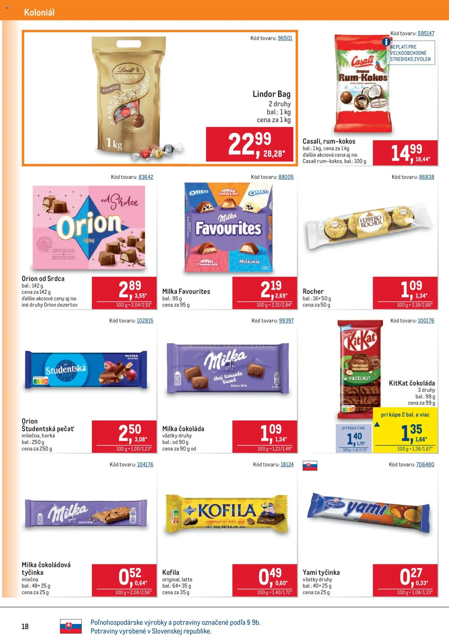 Nové Metro akcie – leták je platný od 28.01.2026 | Strana: 18 | Produkty: Lindor, Lindt, Študentská pečať, Milka
