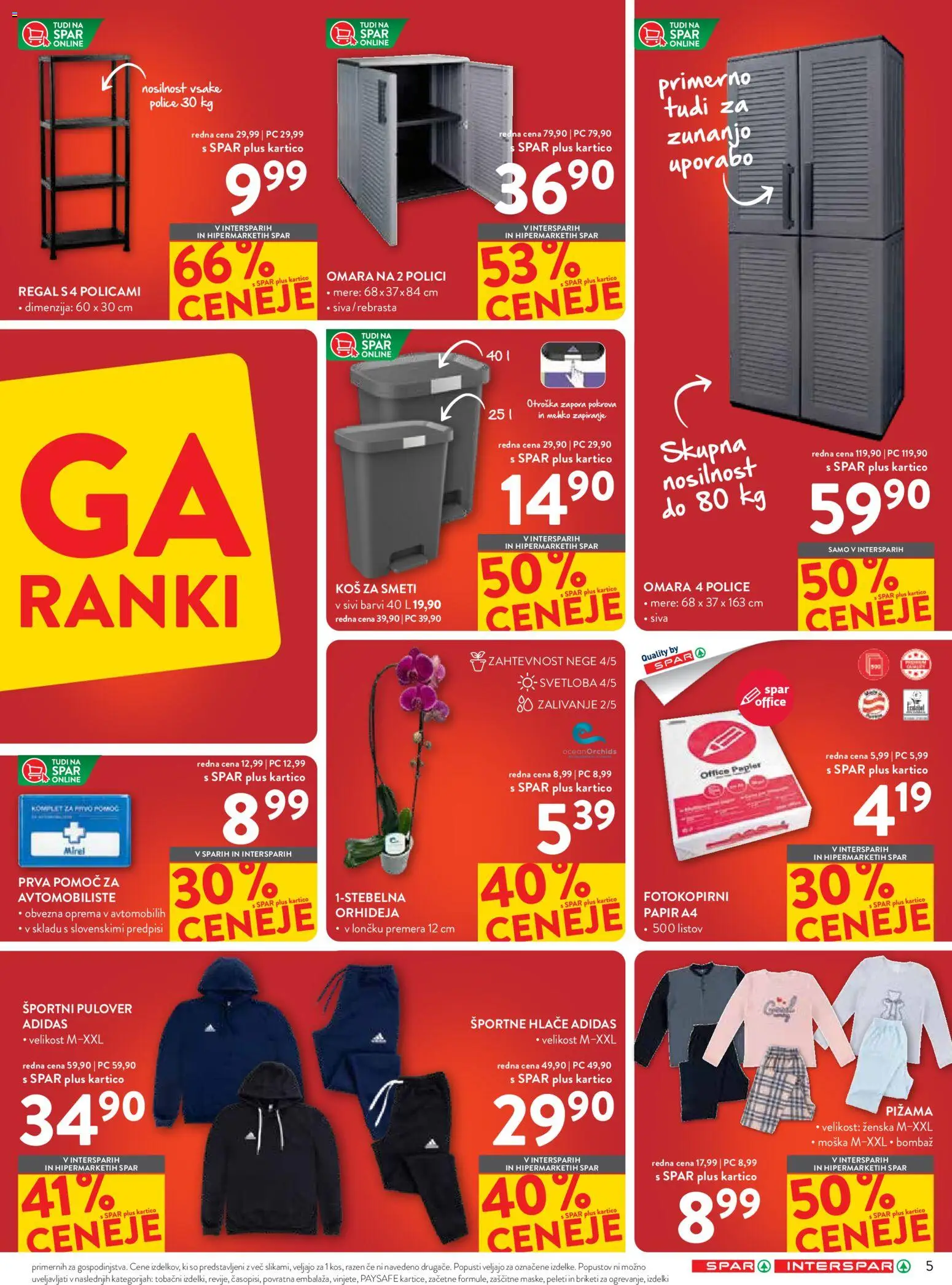 Novi Spar katalog ponudbe – veljaven od 21.01.2026 | Stran: 5 | Izdelki: Pižama, Kos, Koš za smeti, Regal