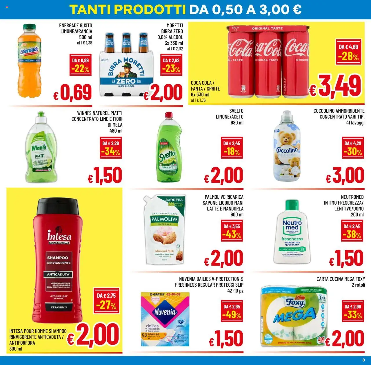 Volantino A&O del 06.08.2025 | Pagina: 3 | Prodotti: Shampoo, Ammorbidente, Intimo, Latte