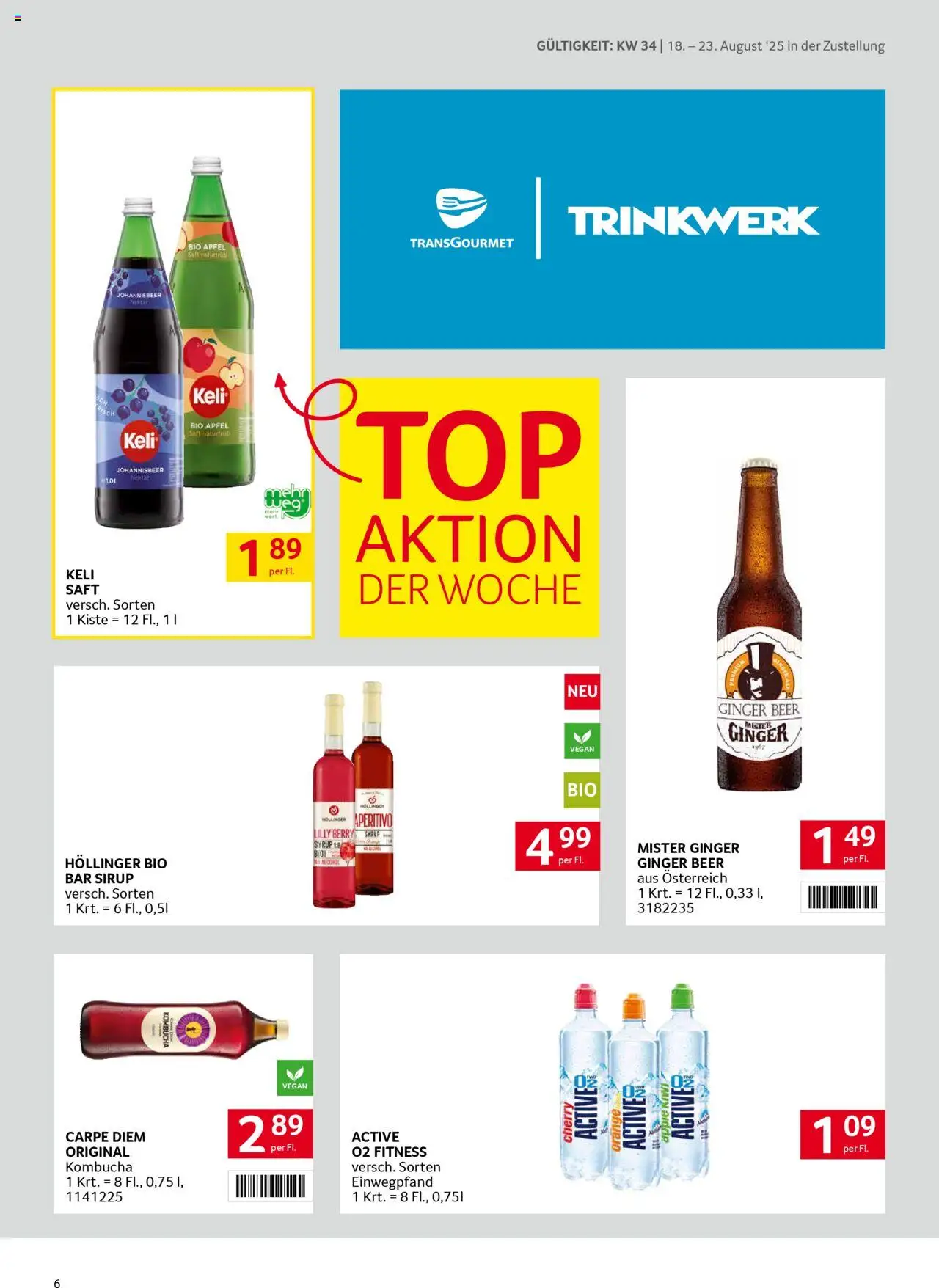 Transgourmet Zustellaktion gültig ab 17.08.2025 | Seite: 6 | Produkte: Kiwi, Saft, Äpfel