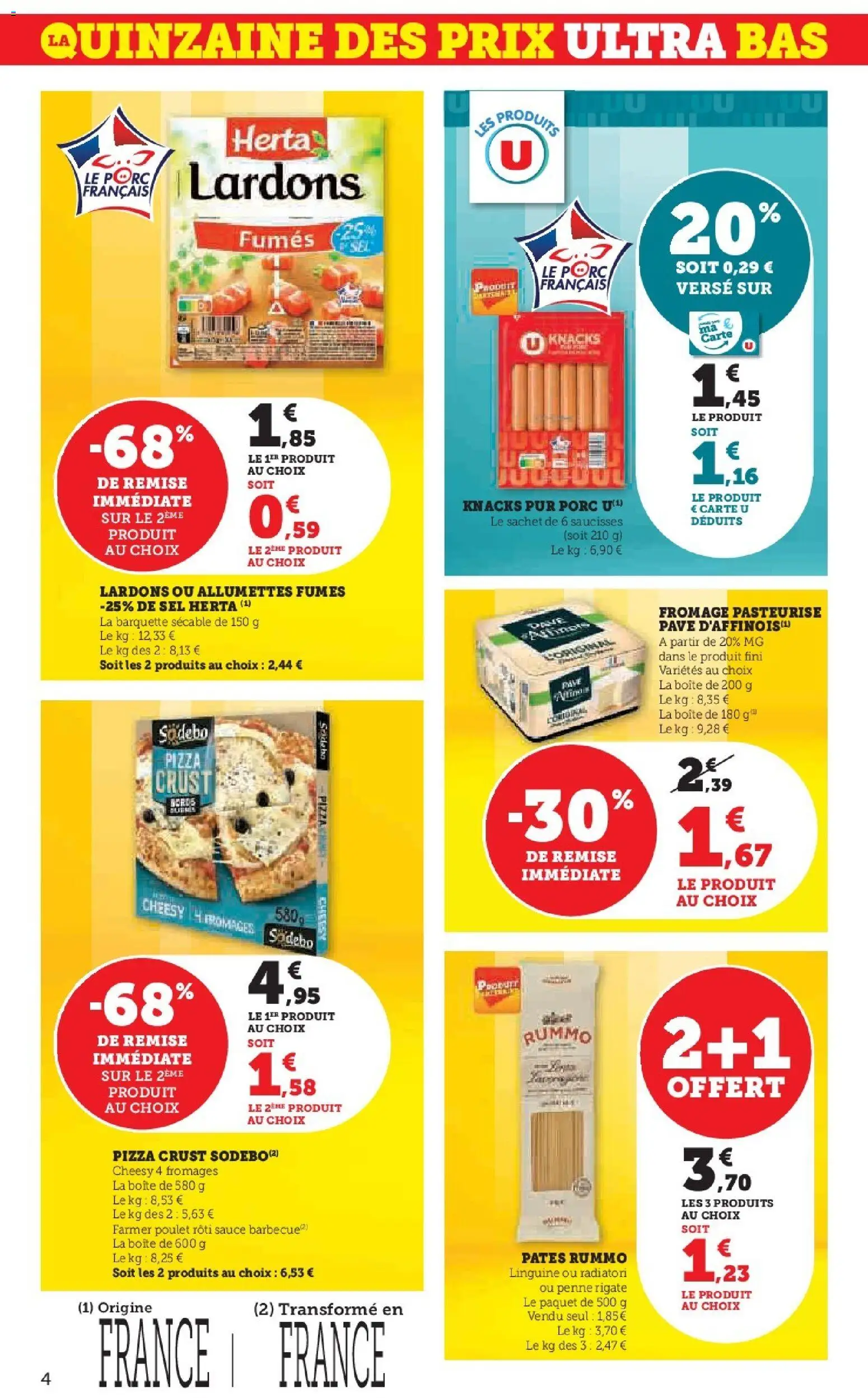 {H1} | Page: 4 | Produits: Lardons, Sel, Fromage, Porc