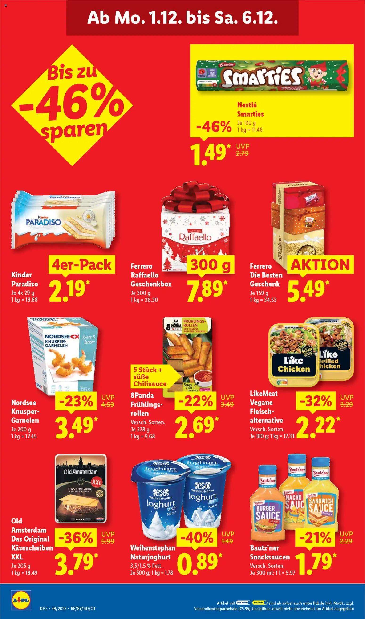 Lidl Prospekt Grimma – gültig ab 01.12.2025 | Seite: 14 | Produkte: Raffaello, Joghurt, Burger, Fleisch
