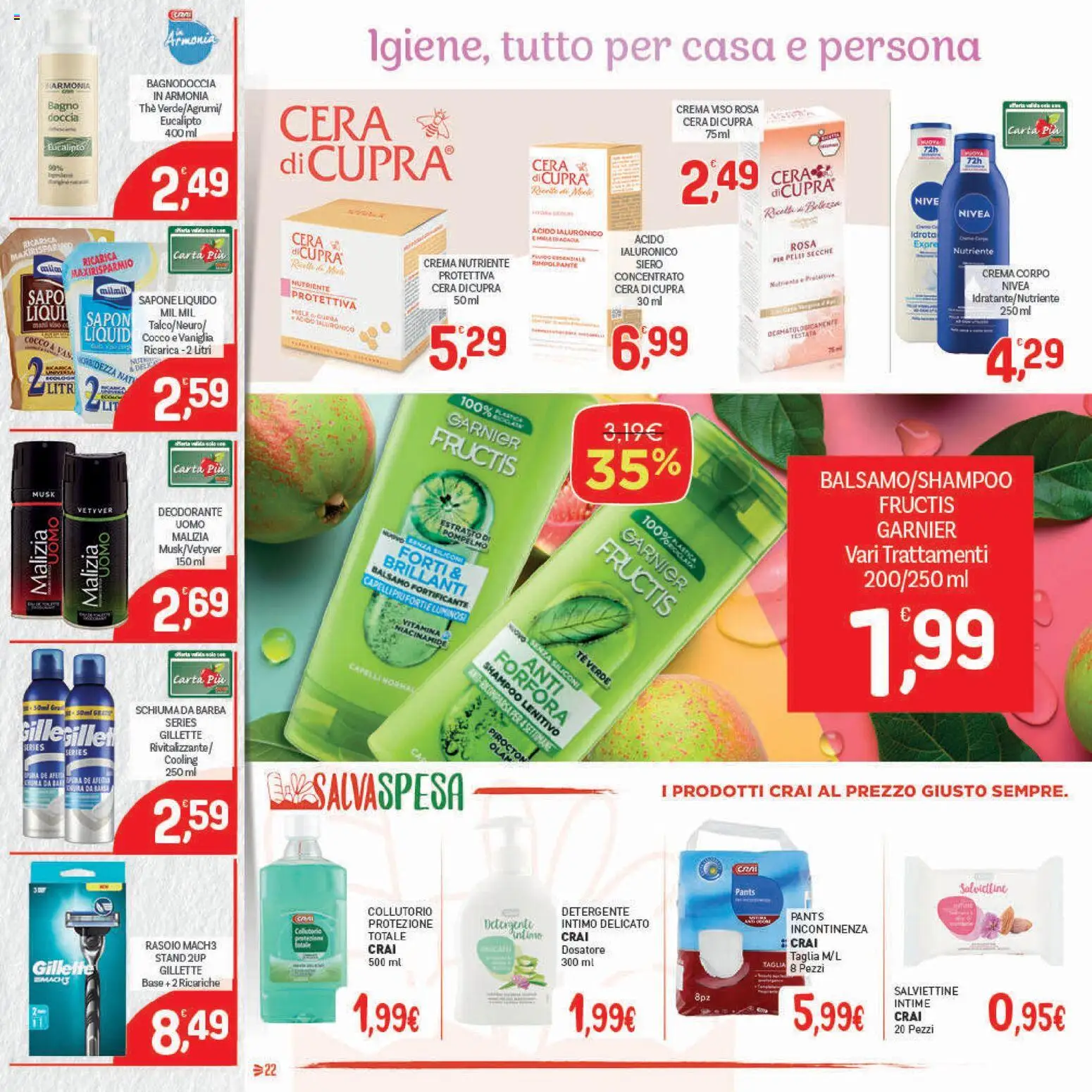 Volantino CRAI del 30.10.2025 | Pagina: 22 | Prodotti: Shampoo, Detergente, Pompelmo, Doccia