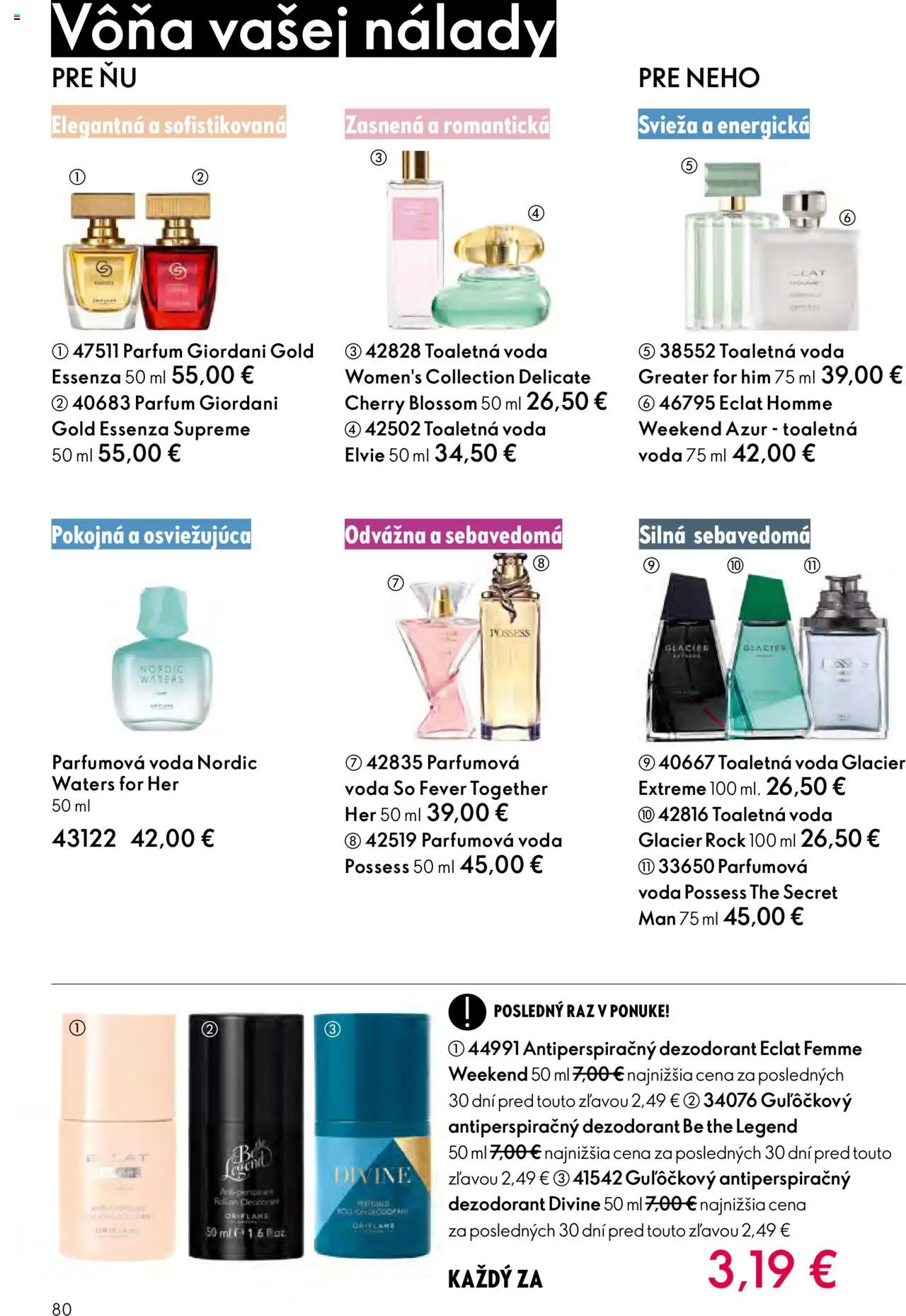 Nové Oriflame akcie – leták je platný od 01.10.2025 | Strana: 80 | Produkty: Toaletná voda, Dezodorant, Voda