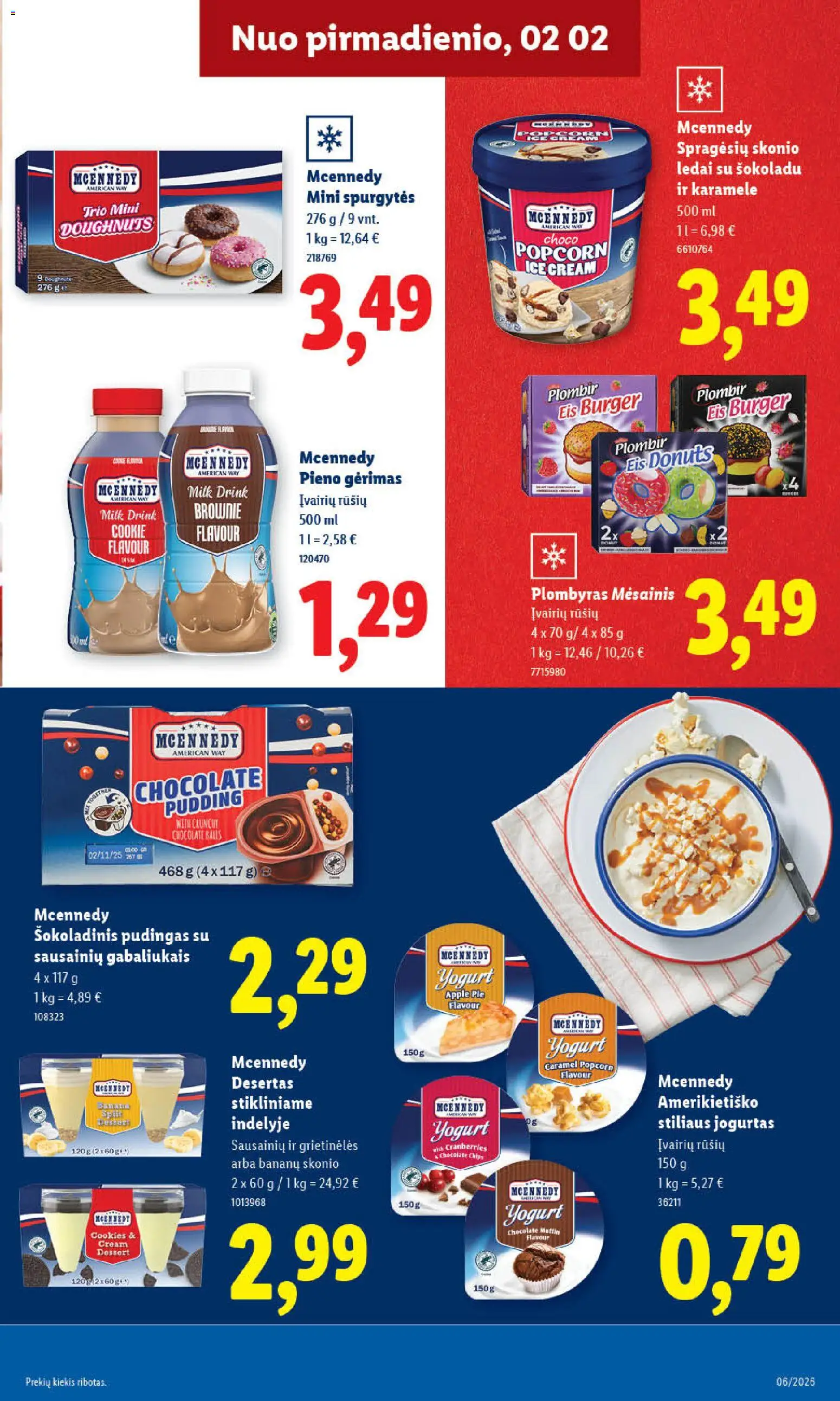 LIDL akcijos nuo 02.02.2026 | Puslapis: 13 | Prekių: Ledai, Jogurtas, Plombyras