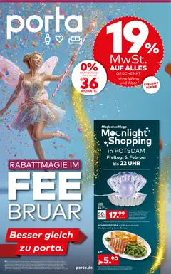 Porta! Rabattmagie im FEEbruar mit 19% MwSt. auf alles - Potsdam ab 01.02.2026 gültig