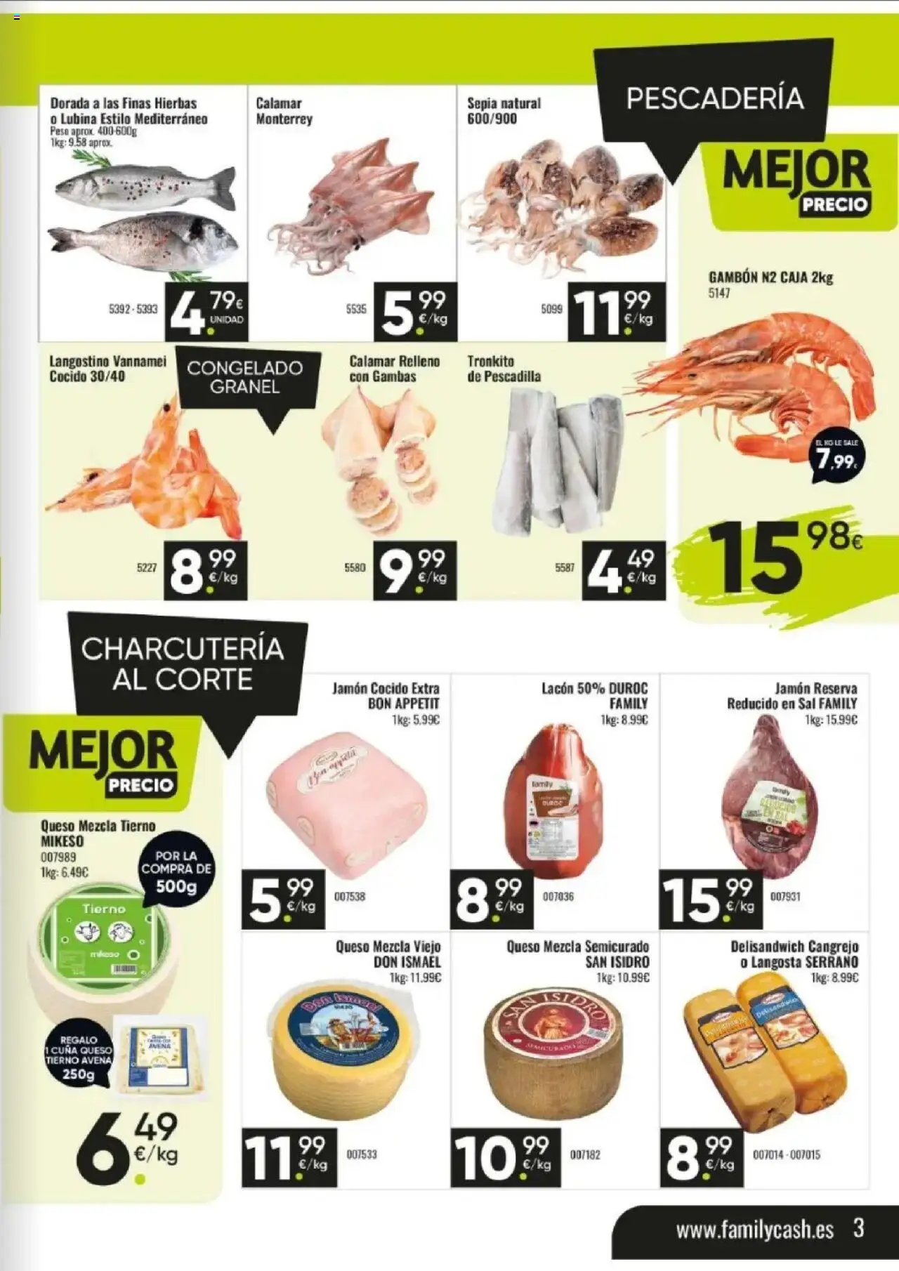 Family Cash folleto │ válido desde el 09.06.2025 | Página: 3 | Productos: Queso, Jamón, Jamón cocido, Langostino