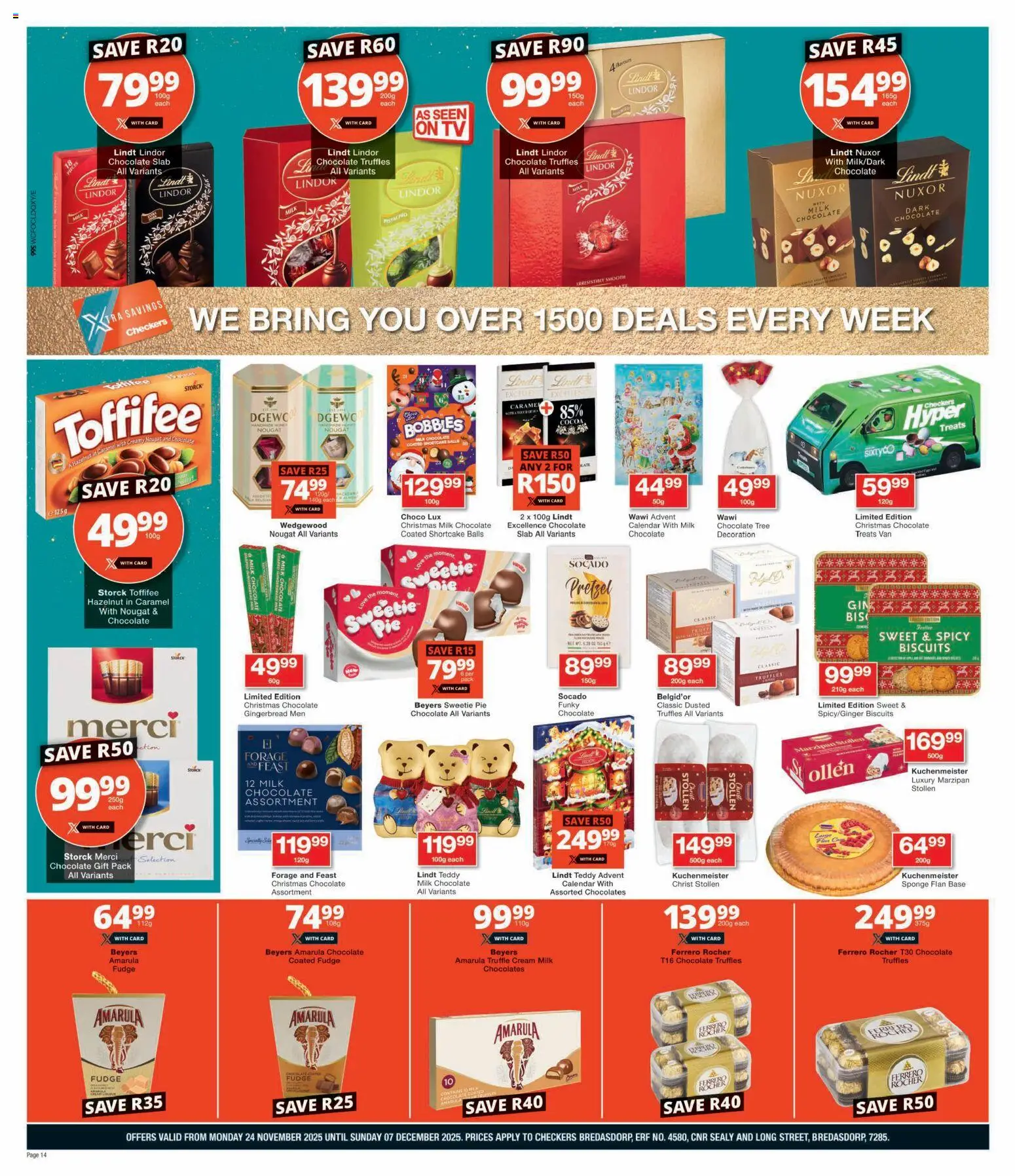 New Checkers catalogue – valid from 24.11.2025 | Page: 14 | Products: Teddy, TV, Biscuits, Caramel
