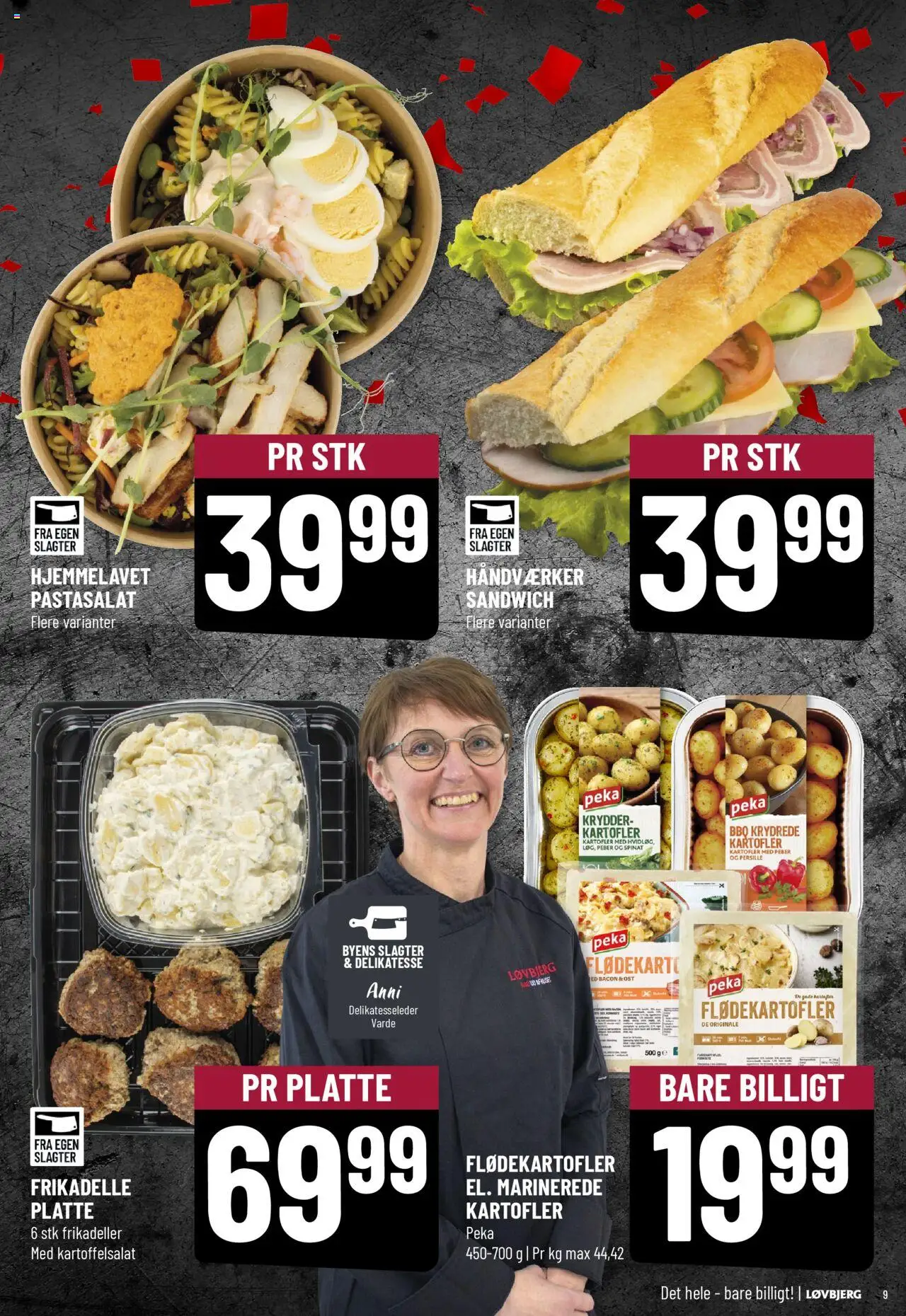 Løvbjerg Tilbudsavis gyldig fra 20.06.2025 | Side: 9 | Produkter: Kartoffelsalat, Pasta, Peber, Bacon