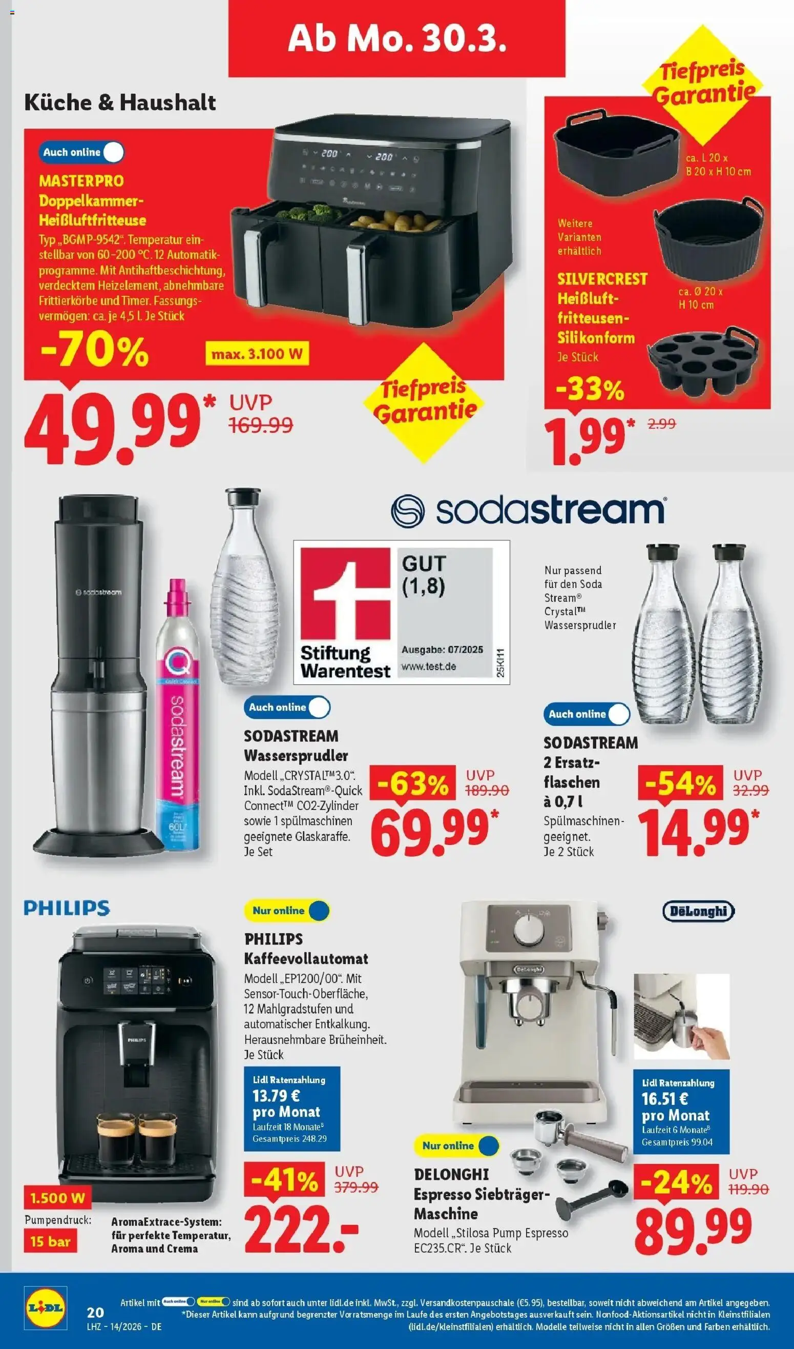 Lidl Prospekt Bergisch Gladbach – gültig ab 30.03.2026 | Seite: 36 | Produkte: Philips, Kaffeevollautomat, Heißluftfritteuse, Sodastream