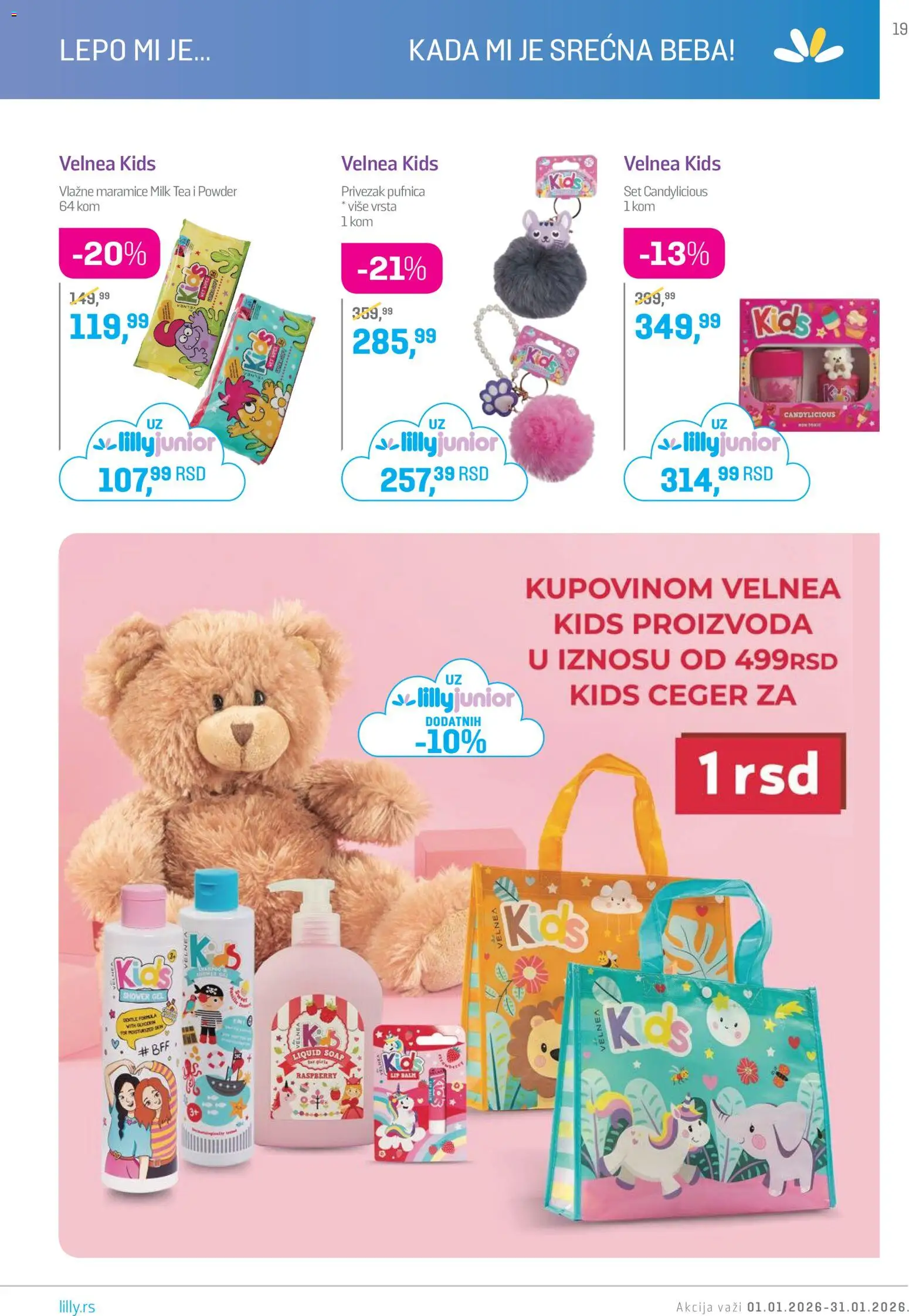 Lilly drogerie katalog - važi od 01.01.2026 | Strana: 19 | Proizvode: Vlažne maramice