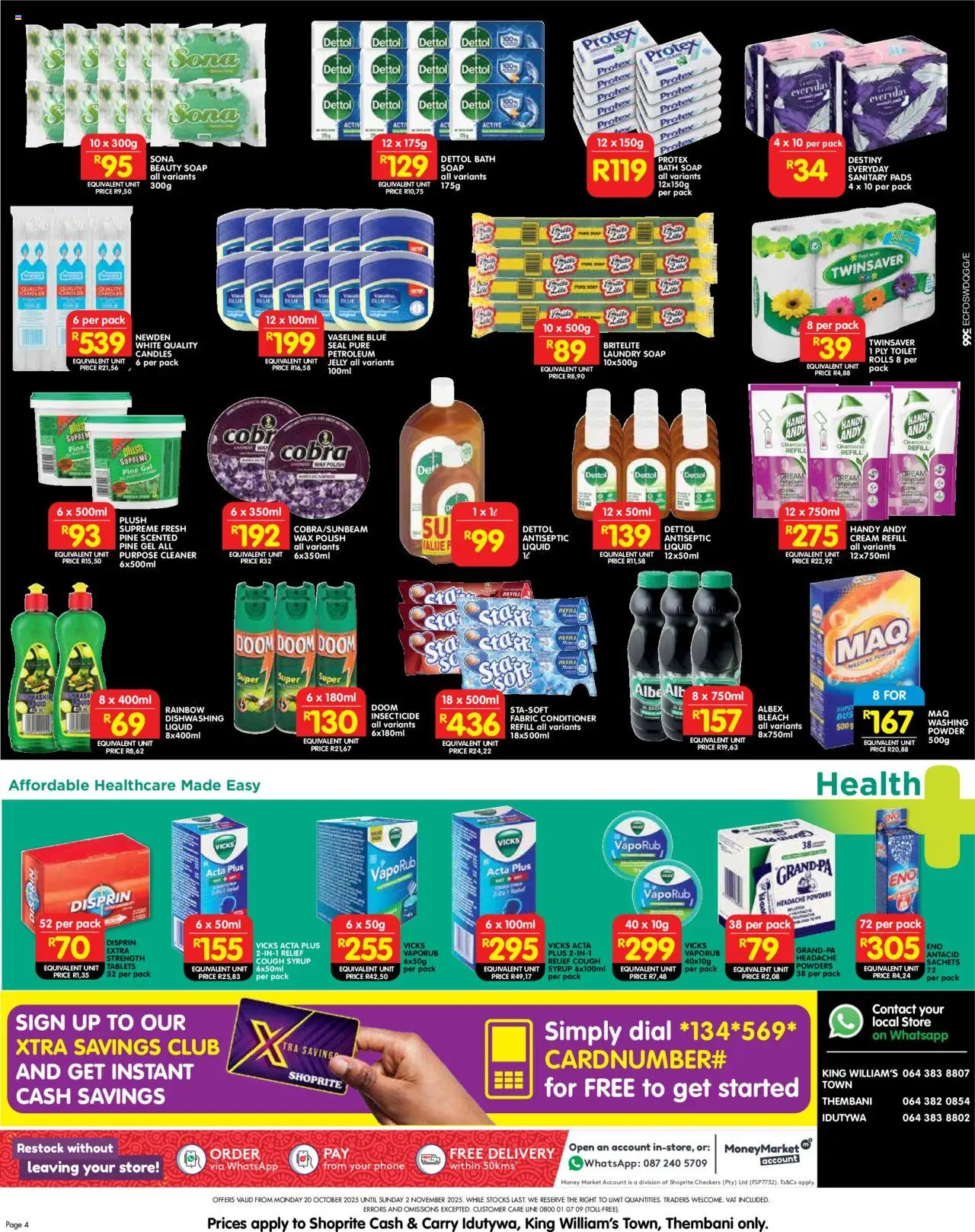 New Shoprite catalogue – valid from 20.10.2025 | Page: 8 | Products: Phone, Pads, Wax, Washing powder