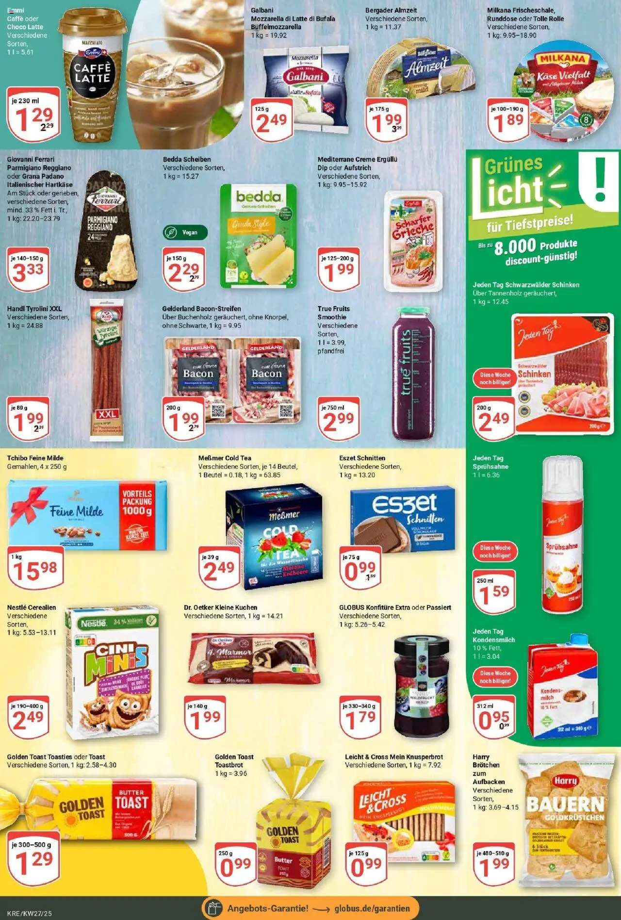Globus prospekt Krefeld	 - gültig ab dem 29.06.2025 | Seite: 16 | Produkte: Milch, Butter, Toast, Mozzarella