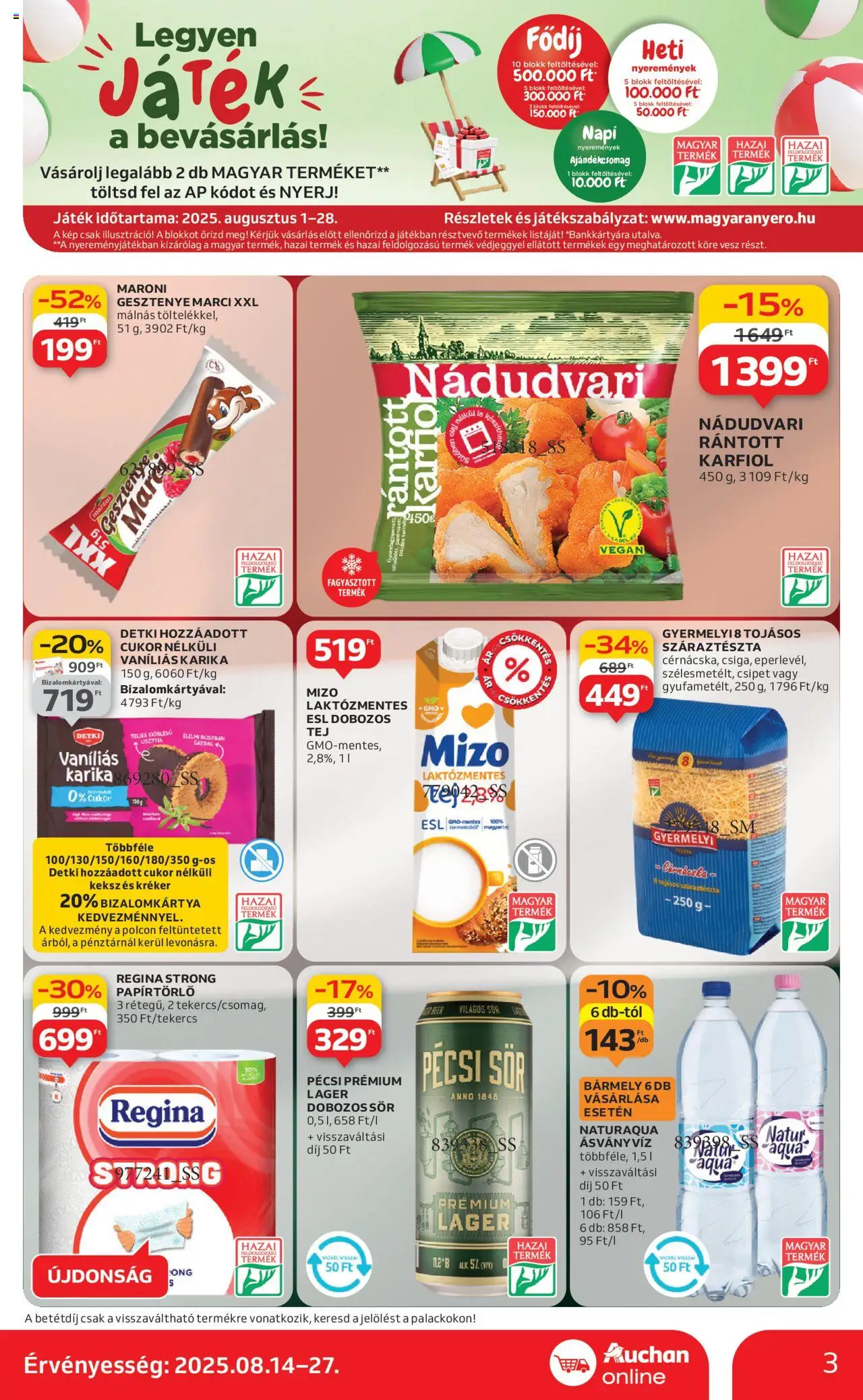 Auchan akciós ujság - amely érvényes a következő dátumtól: 14.08.2025 | Oldal: 3 | Termékek: Karfiol, Kiseli krastavci, Vegán, Cukor