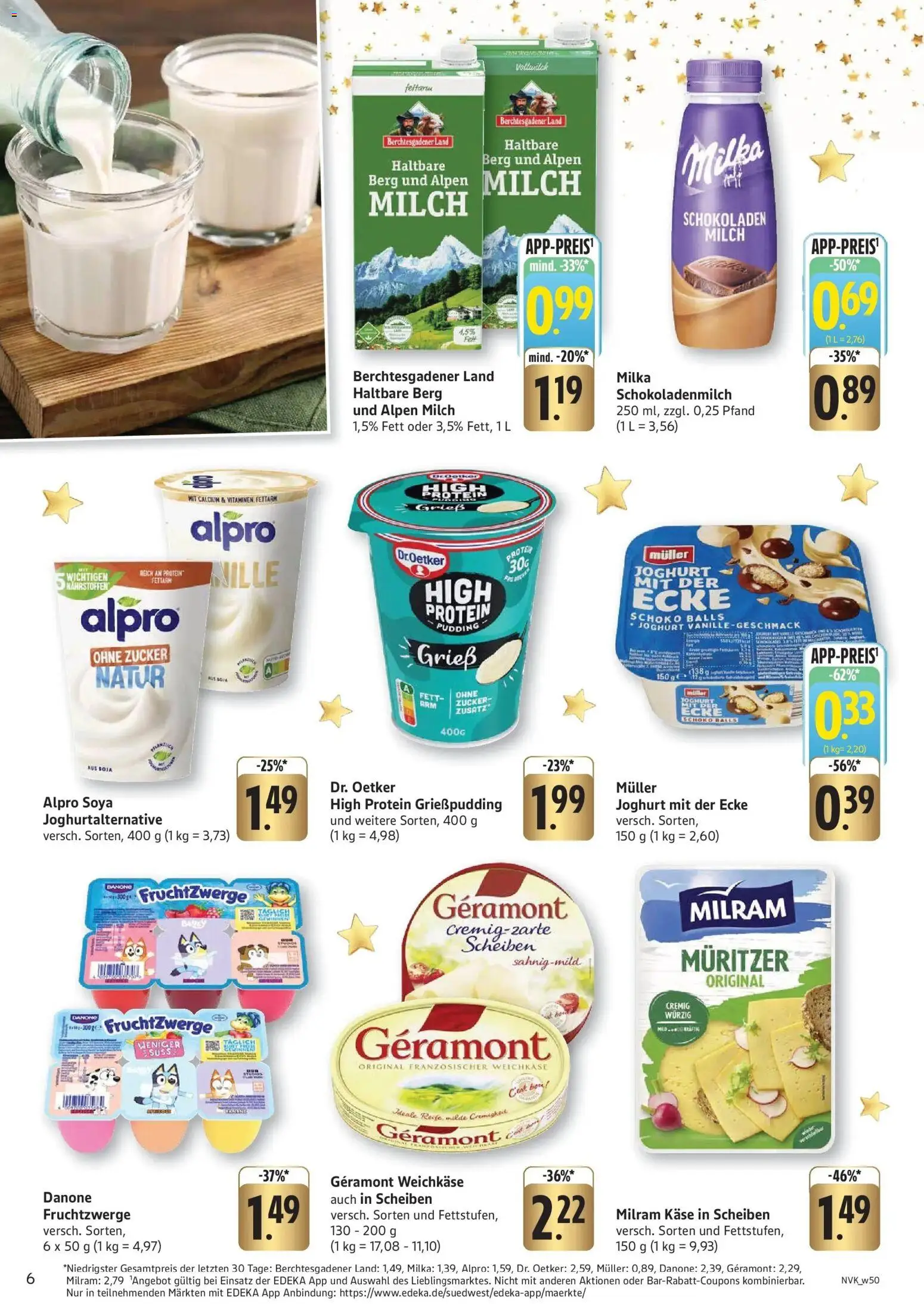 Edeka prospekt Mainz-Finthen	 – gültig ab 08.12.2025 | Seite: 6 | Produkte: Milch, Käse, Fruchtzwerge, Milka