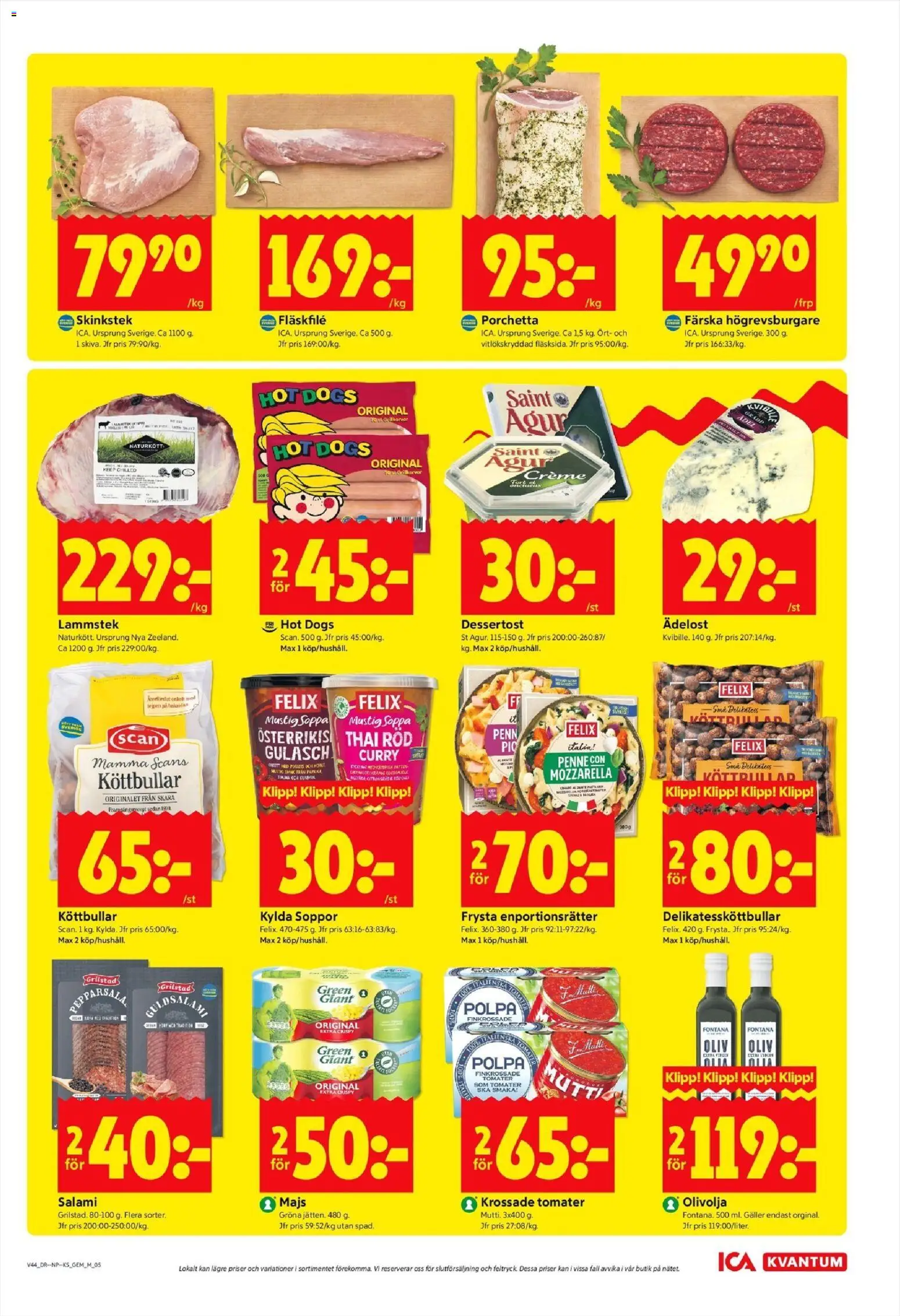 ICA Kvantum reklamblad aktuell från 27.10.2025 | Sida: 5 | Produkter: Köttbullar, Krossade tomater, Galler, Potatis