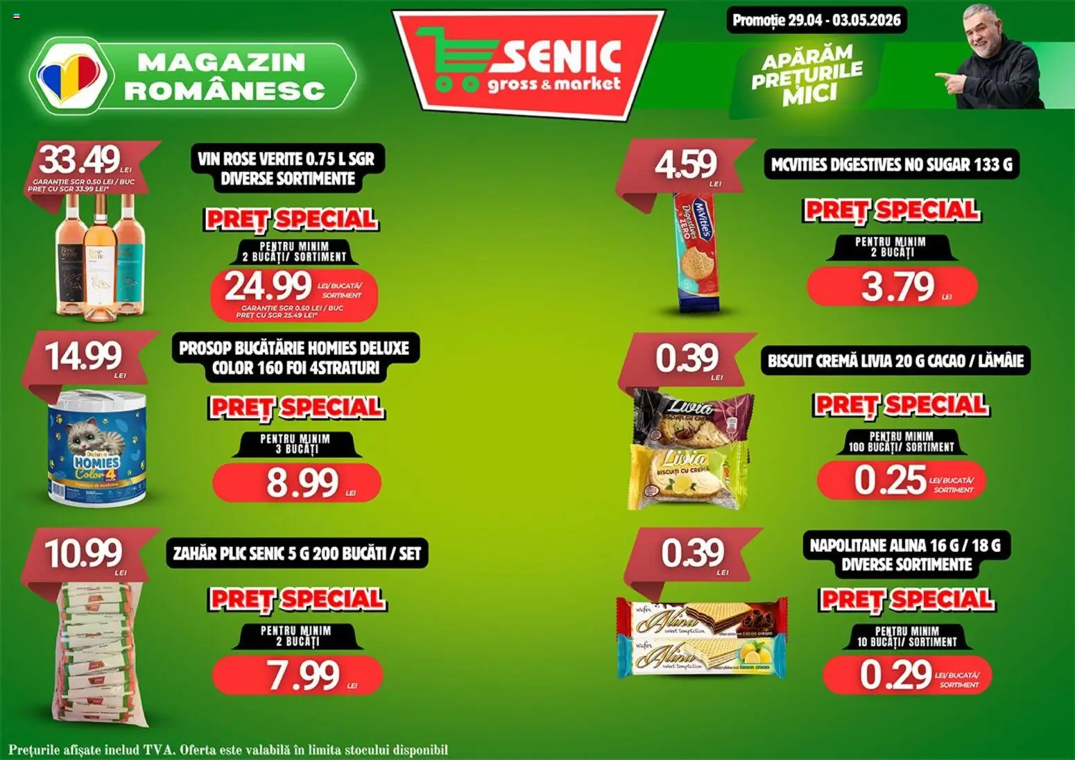 Noul catalog Senic – valabil de la 27.04.2026 | Pagină: 5 | Produse: Mici, Napolitane, Cacao, Lămâie