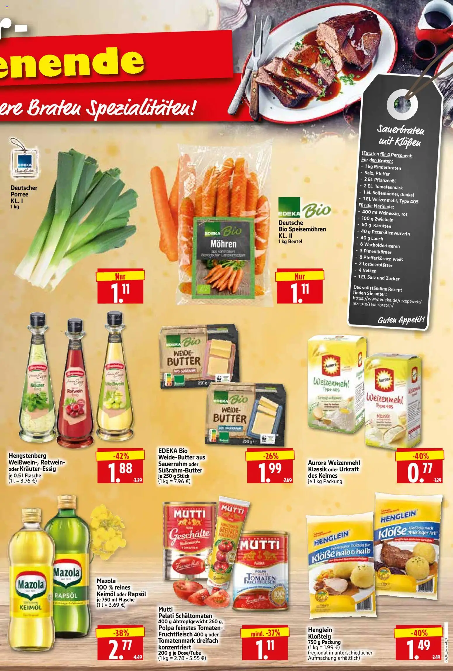 HERKULES Sonderbeilage – gültig ab 15.01.2026 | Seite: 3 | Produkte: Rinderbraten, Zwiebeln, Pfeffer, Sauerrahm