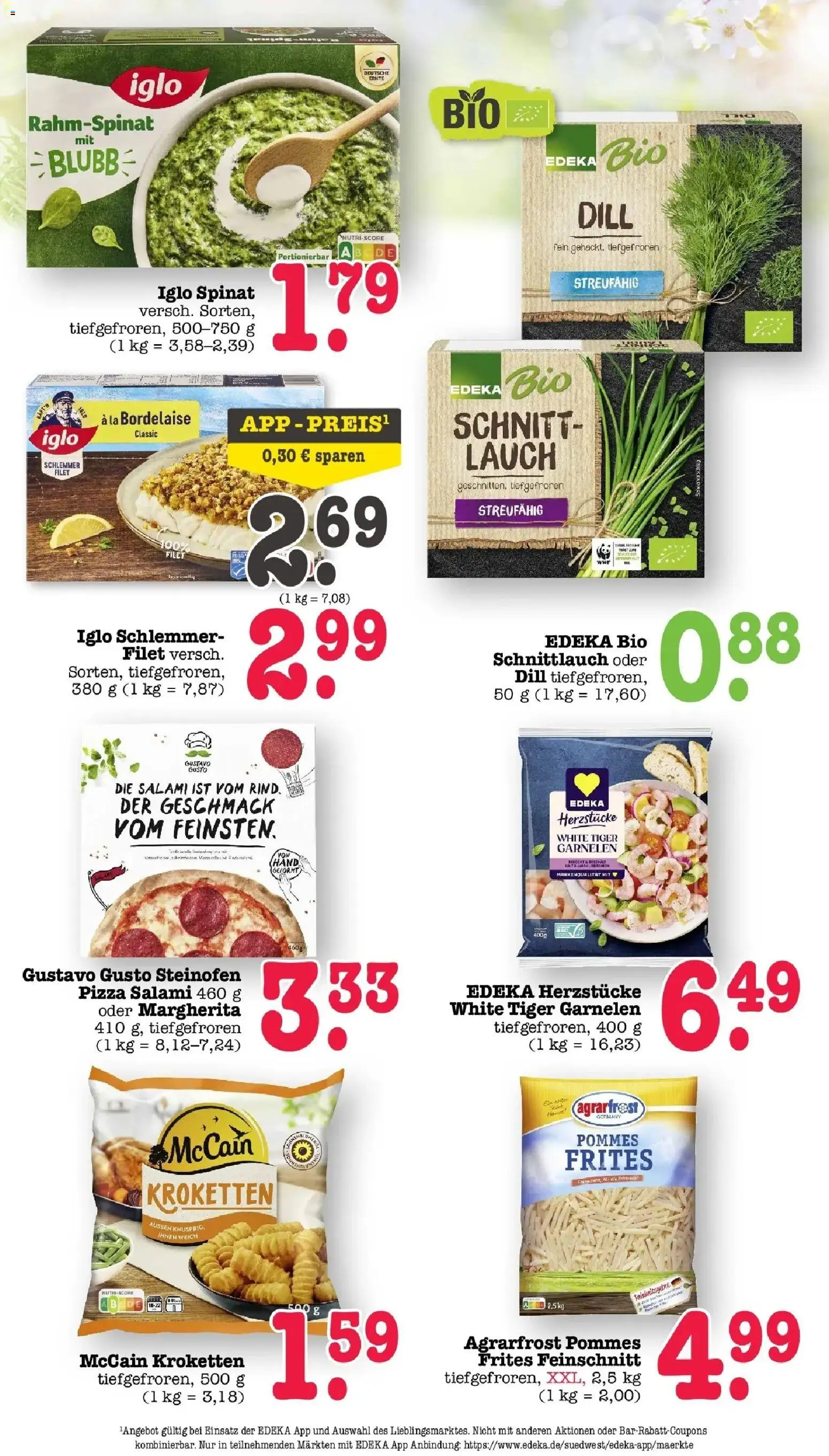 Angebote – gültig ab 30.03.2026 | Seite: 42 | Produkte: Gustavo gusto, Garnelen, Pommes frites, Salami