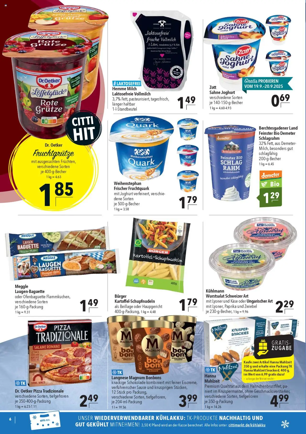CITTI Markt Prospekt 	 – gültig ab 17.09.2025 | Seite: 6 | Produkte: Quark, Paprika, Mango, Sahne