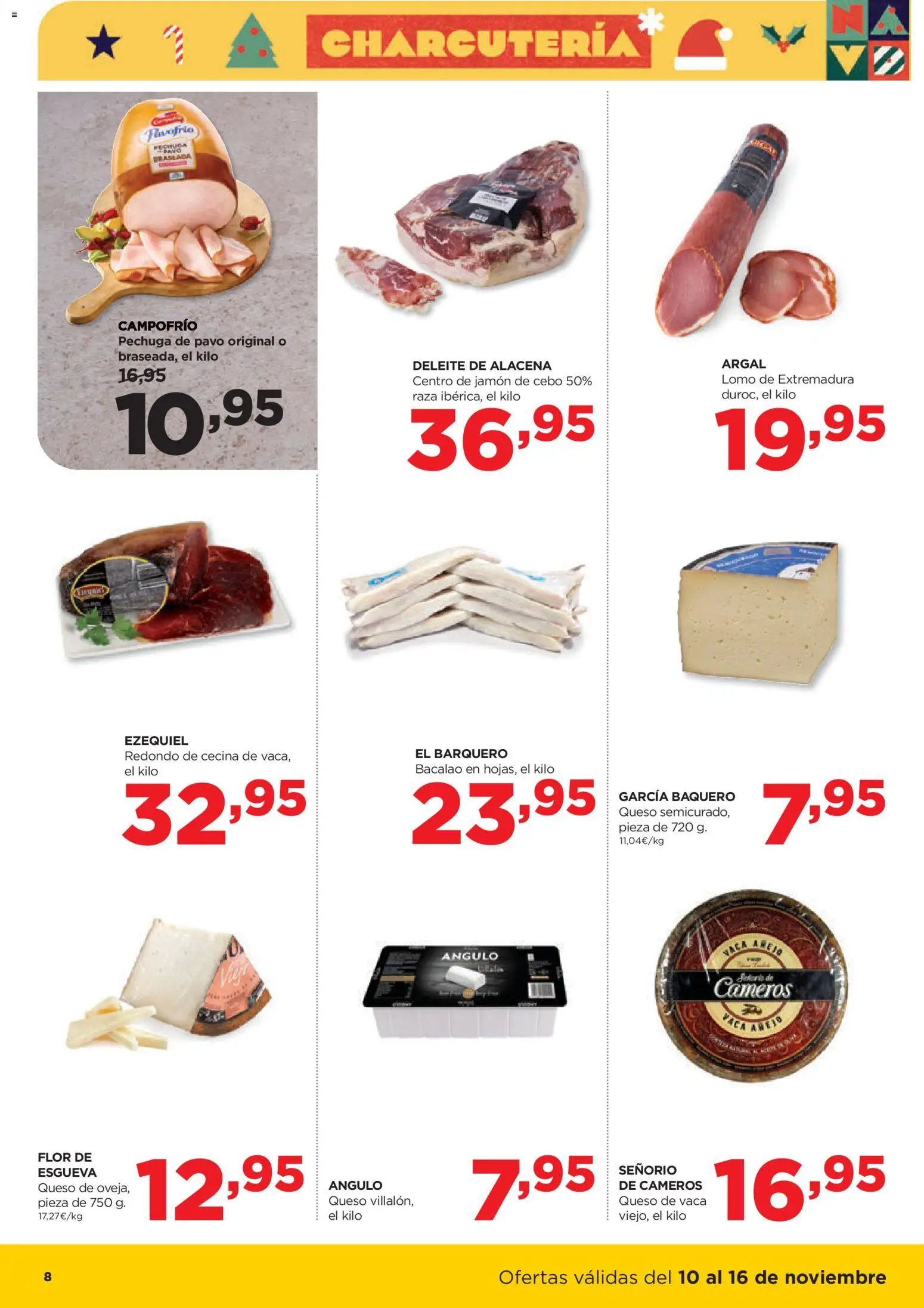 Alimerka folleto Asturias │ válido desde el 10.11.2025 | Página: 8 | Productos: Queso de vaca, Queso, Jamón
