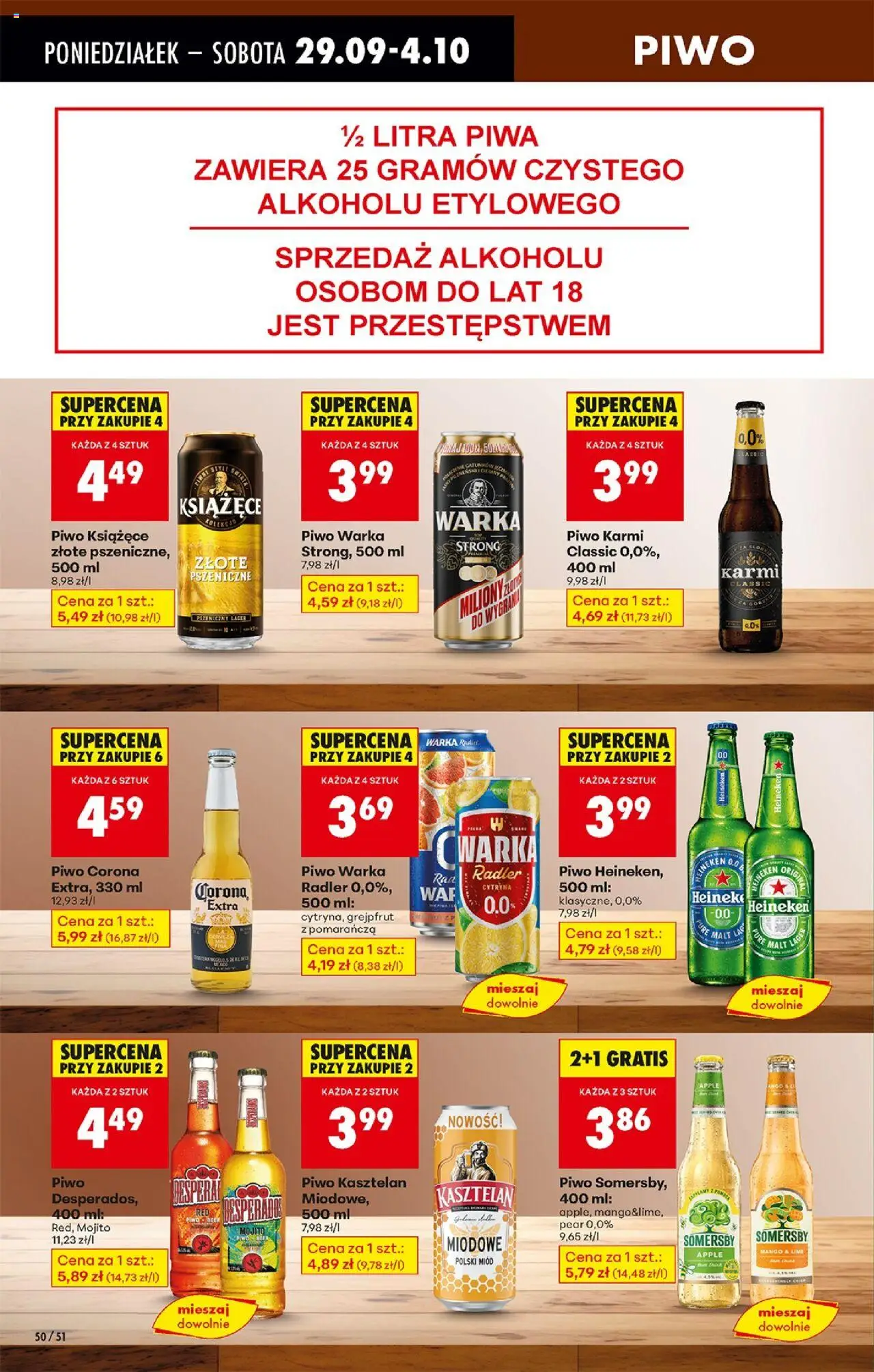 Biedronka gazetka od 29.09.2025 | Strona: 62 | Produkty: Mango, Miód, Piwo Somersby, Warka