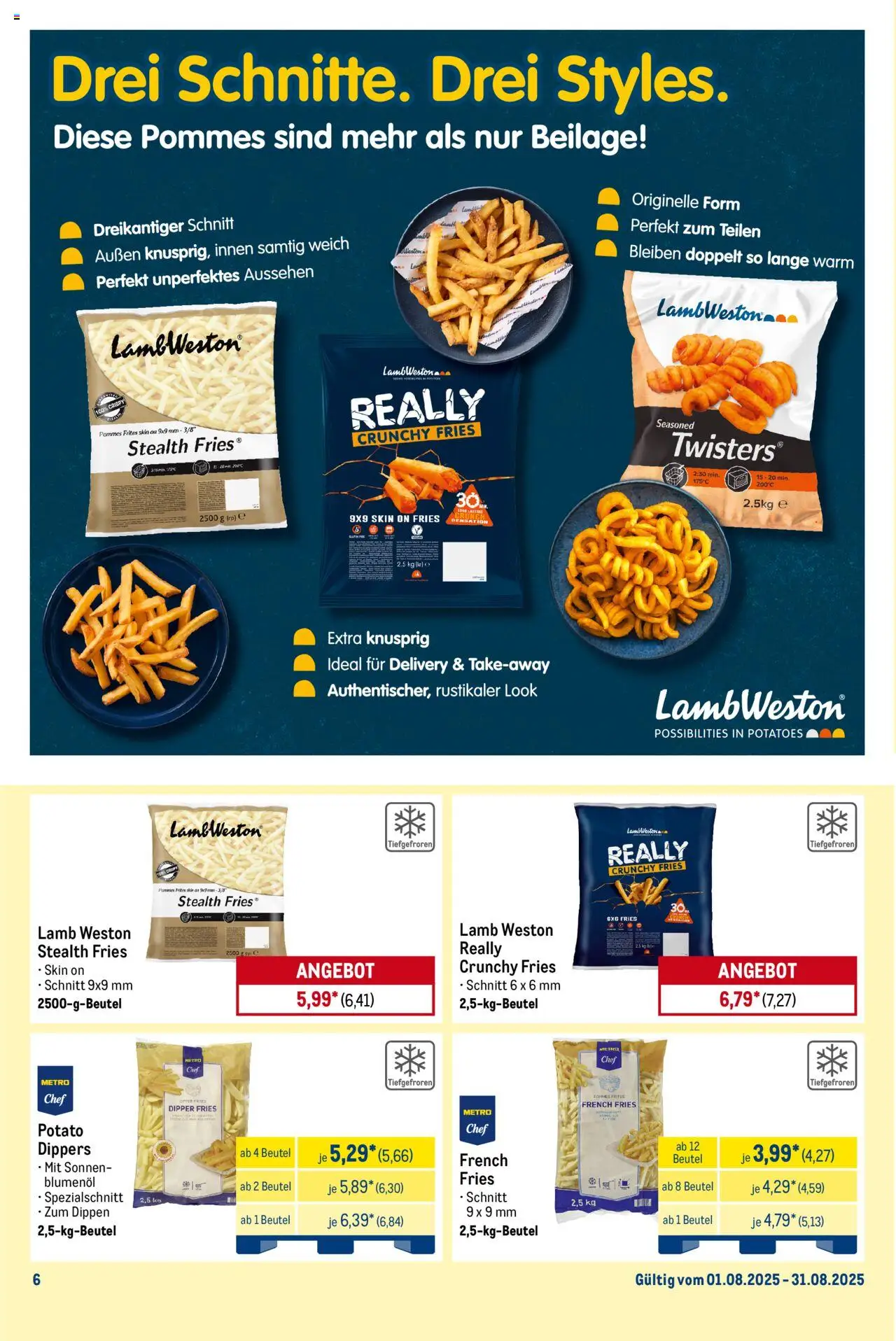 Metro Monats-Menü - gültig ab dem 01.08.2025 | Seite: 6 | Produkte: Pommes, Pommes frites
