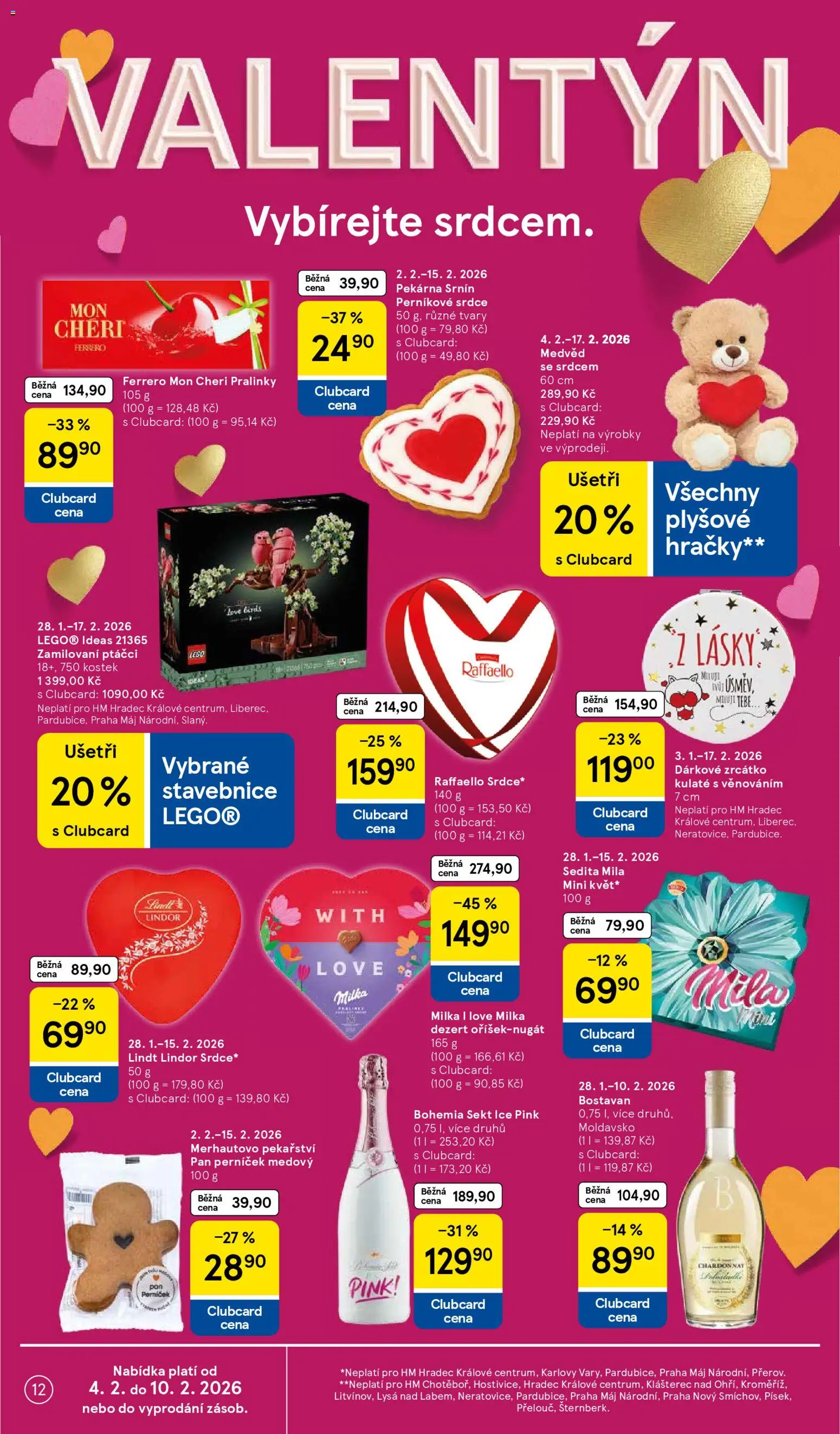 Tesco leták - Hypermarket od 04.02.2026 | Strana: 12 | Produkty: Lindor, Lindt, Milka, Hračky