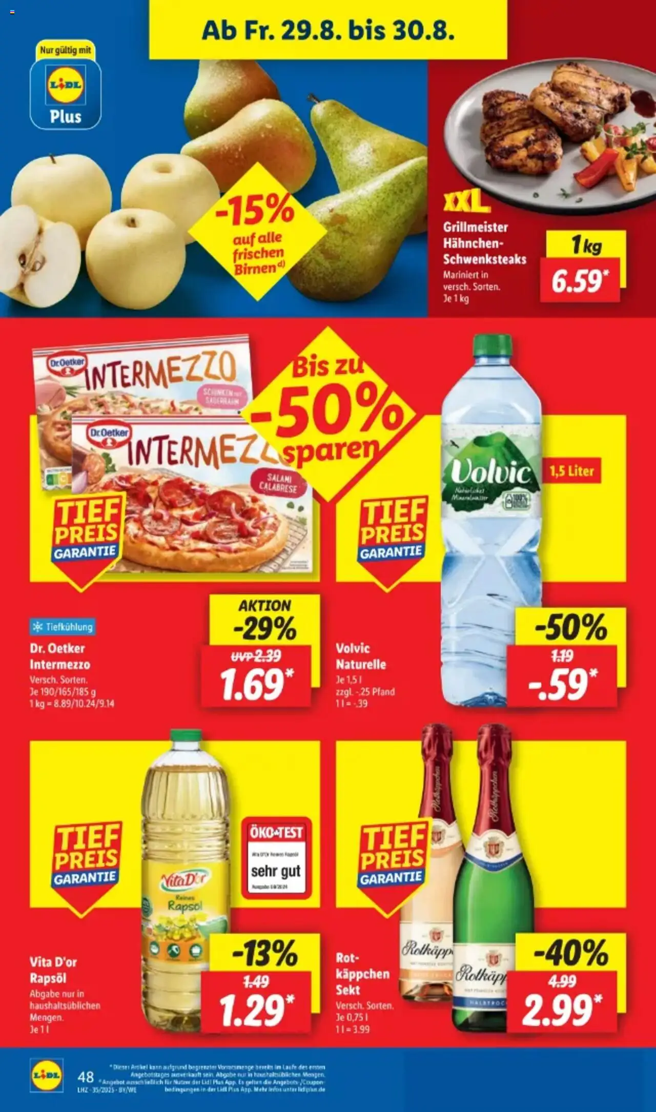 Lidl Prospekt 	 - gültig ab dem 25.08.2025 | Seite: 66 | Produkte: Hahnchen, Schinken, Sauerrahm, Volvic
