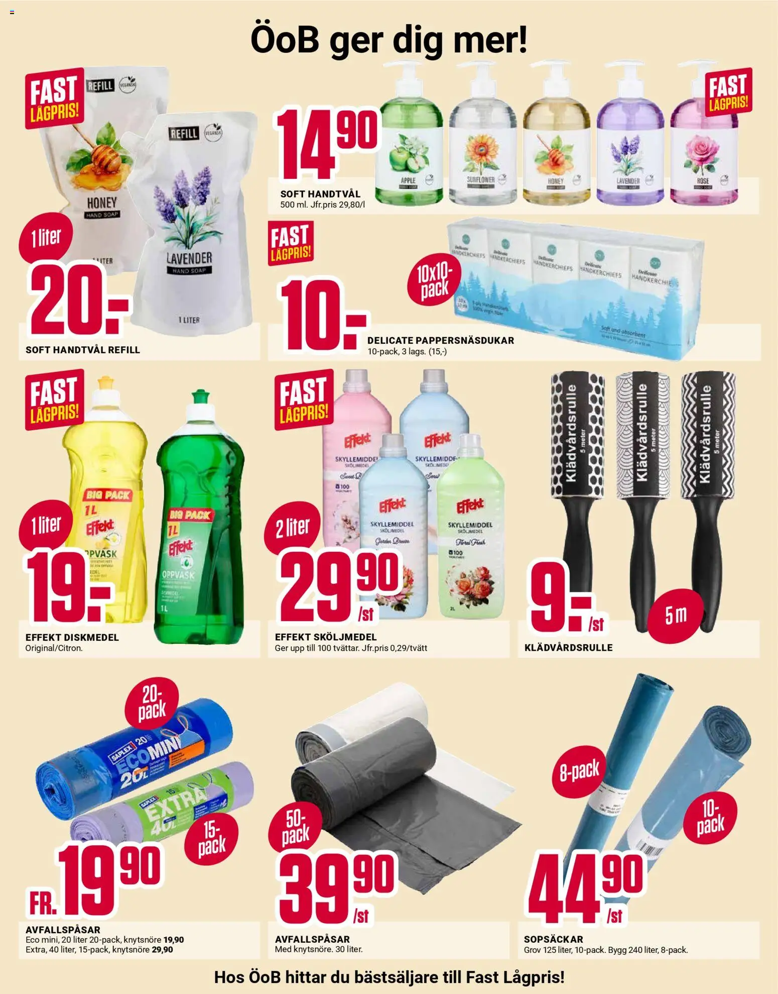 ÖoB reklamblad aktuell från 07.04.2026 | Sida: 10 | Produkter: Avfallspåsar, Sköljmedel, Diskmedel, Handtvål