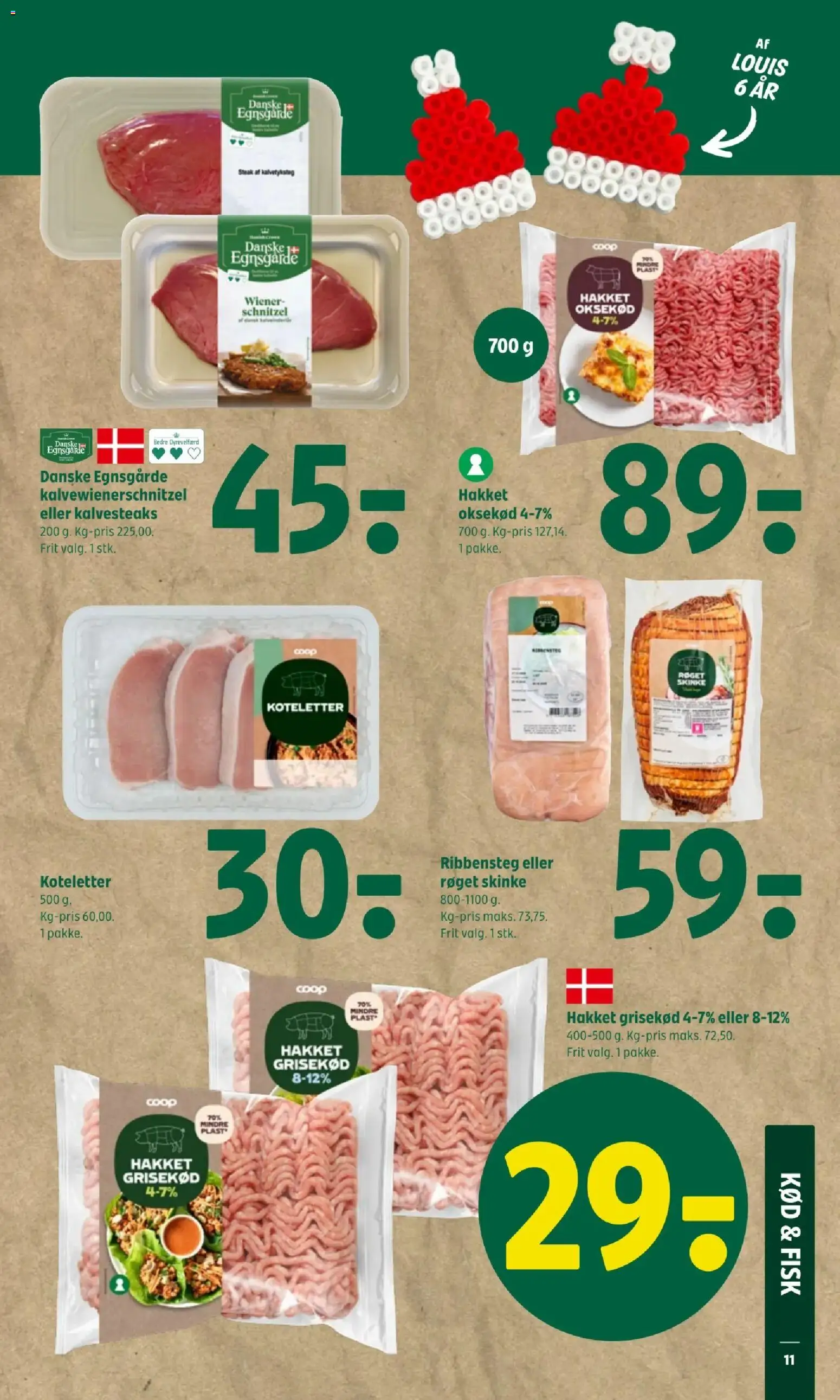 Coop 365 tilbudsavis – gyldig fra 27.11.2025 | Side: 13 | Produkter: Skinke, Koteletter, Hakket kød, Oksekød