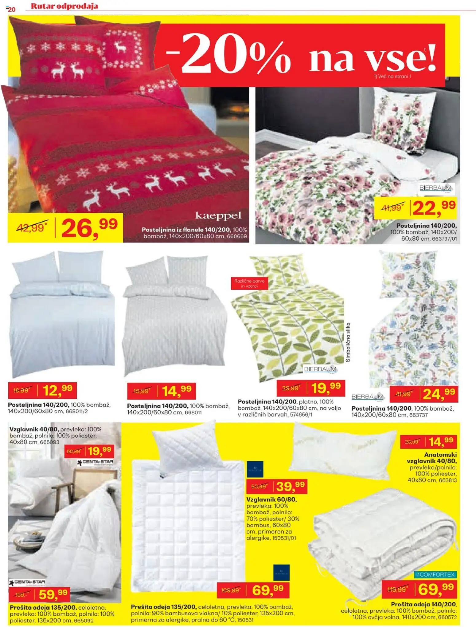 Novi Rutar katalog ponudbe – veljaven od 29.12.2025 | Stran: 20 | Izdelki: Prešita odeja, Prevleka, Odeja, Posteljnina