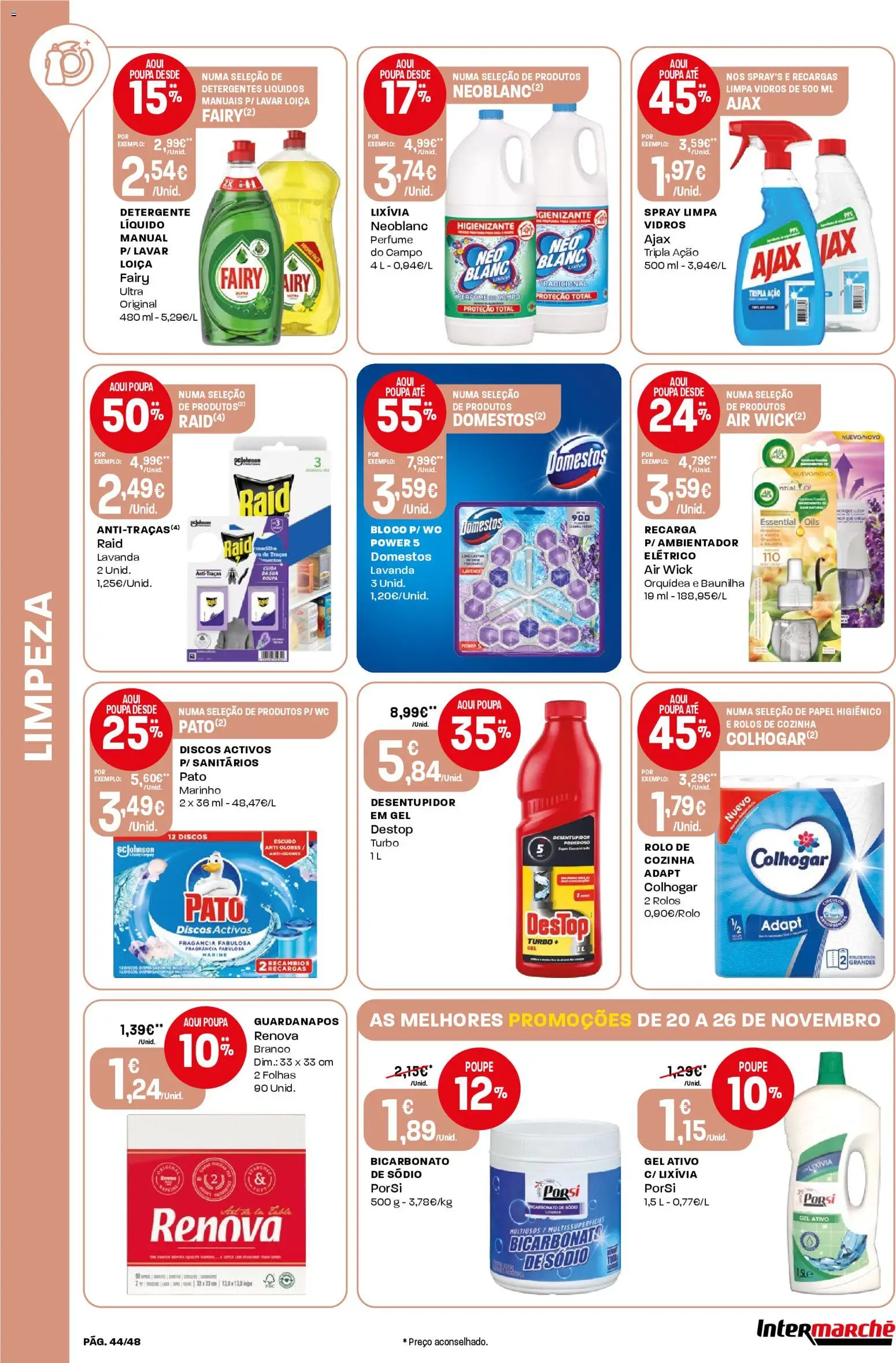 Intermarché folheto │ válido de 20.11.2025 | Página: 44 | Produtos: Papel higiénico, Fragrância, Guardanapos, Detergente