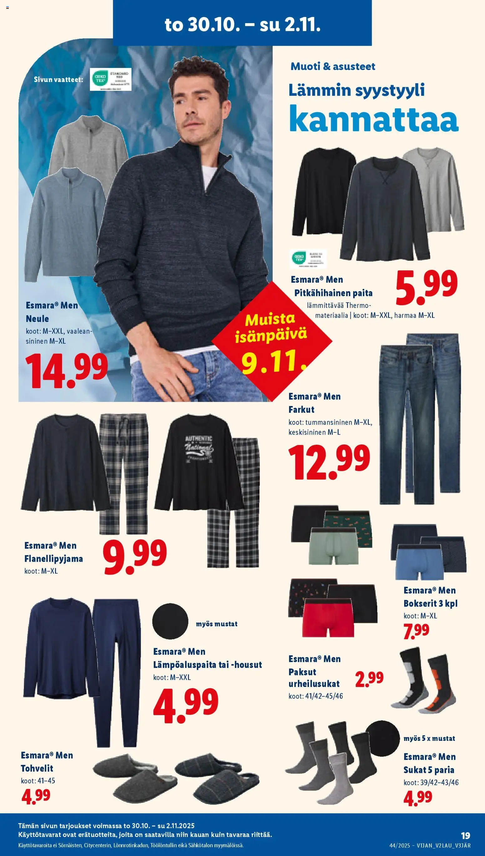Lidl tarjoukset - Rovaniemi – voimassa 30.10.2025 alkaen | Sivu: 21 | Tuotteet: Housut, Tohvelit, Neule, Farkut