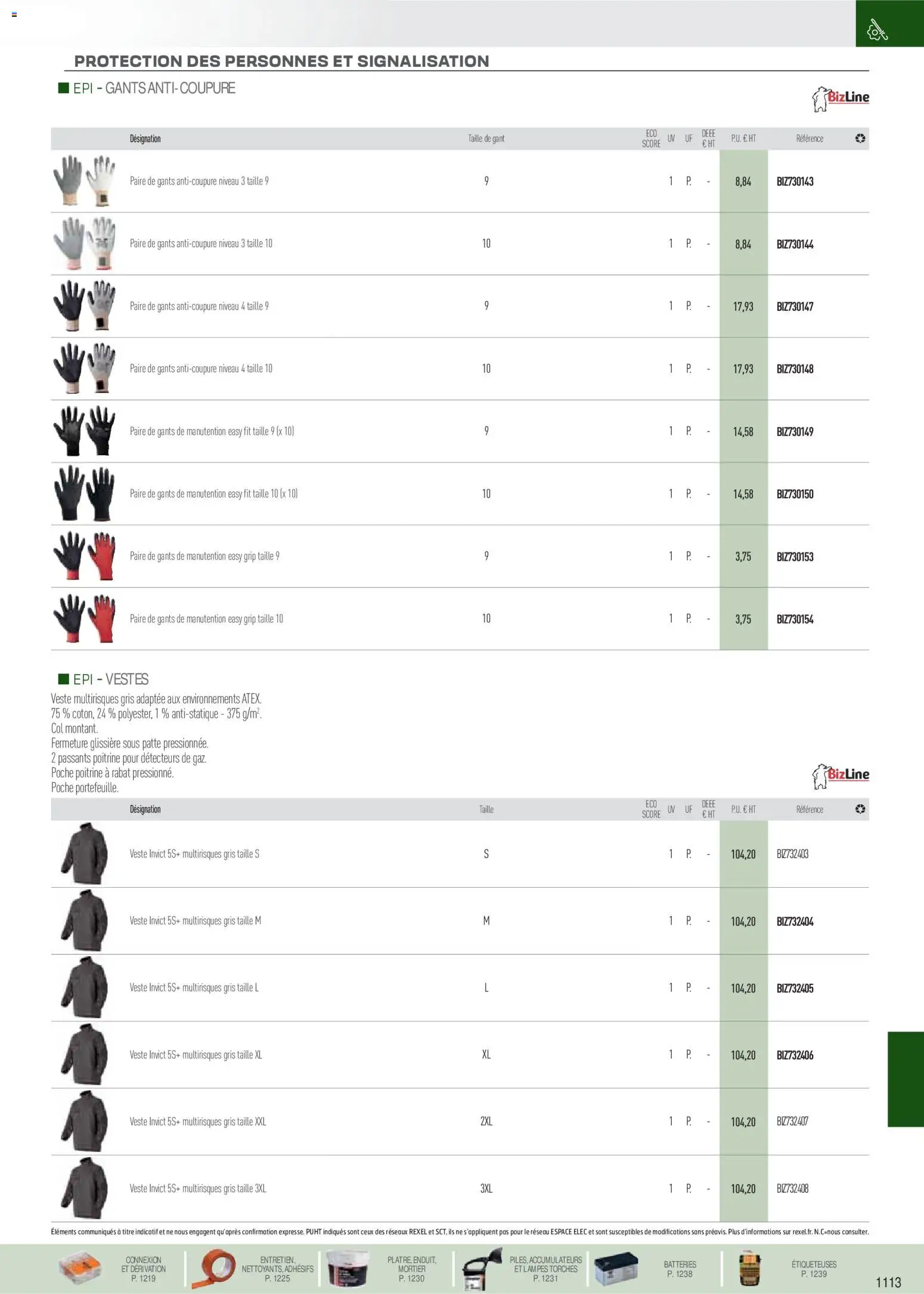 {H1} | Page: 4 | Produits: Mortier, Veste, Gants